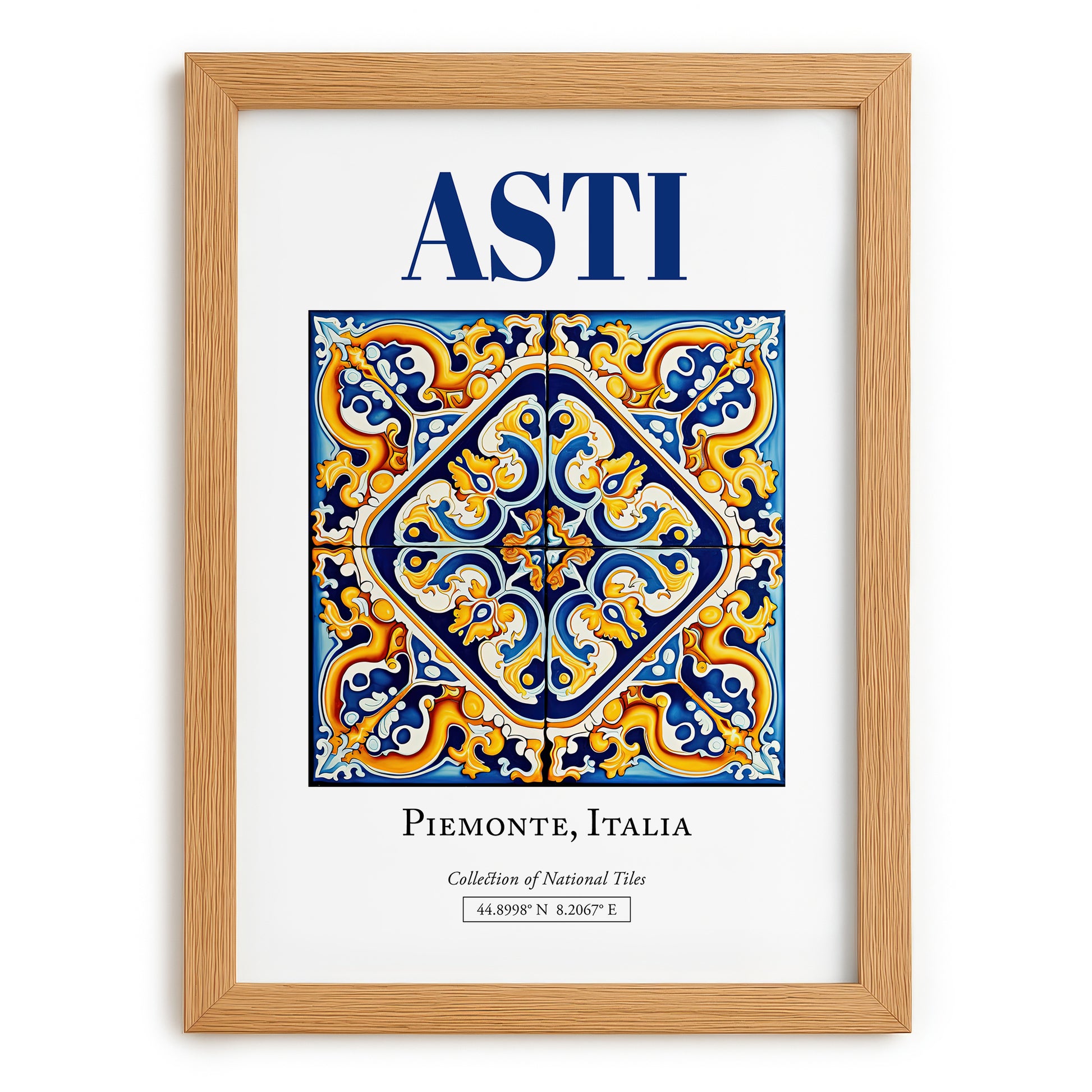 Asti, Italy – Travel Destination Art, set in oak frame