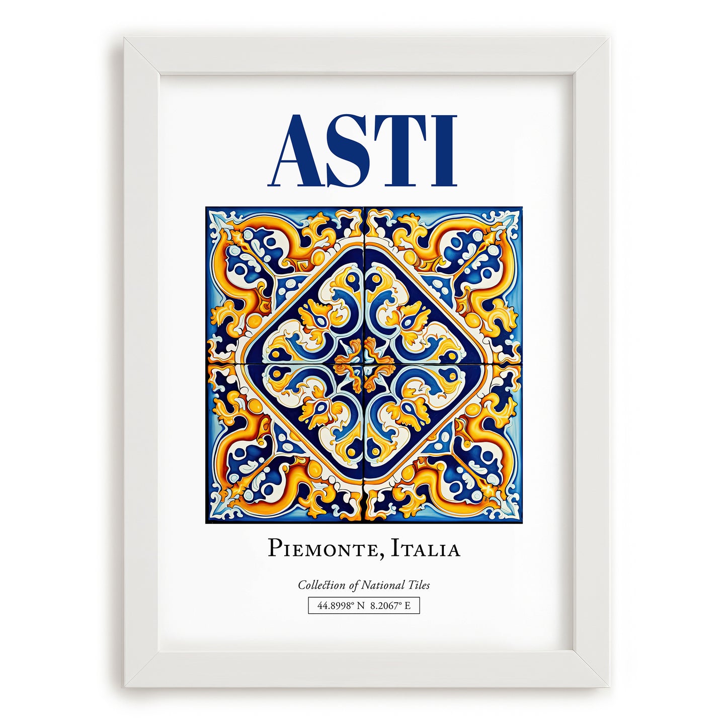 Asti, Italy – Travel Destination Art, placed in minimal white frame