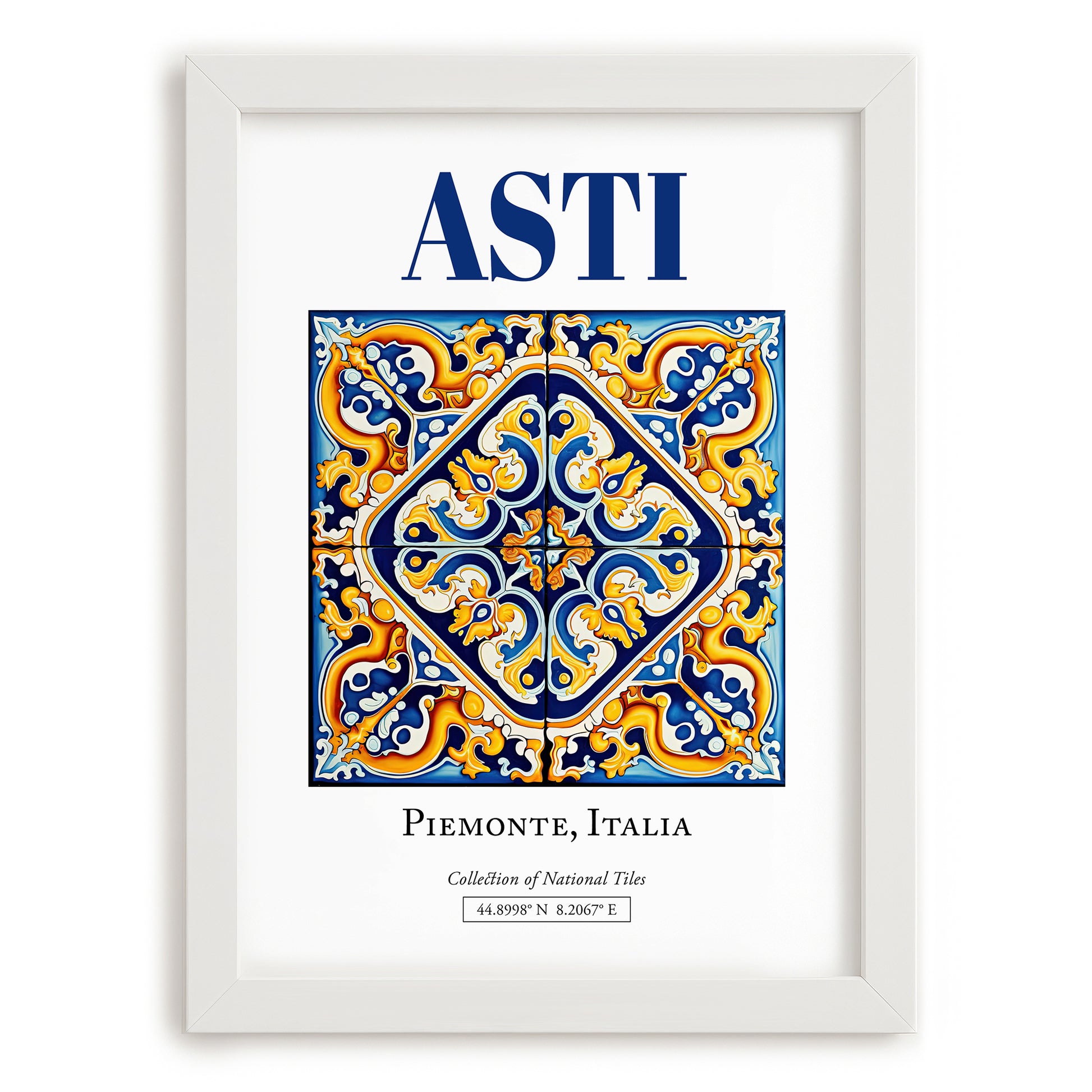 Asti, Italy – Travel Destination Art, placed in minimal white frame