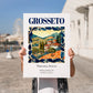 Grosseto, Italy – Travel Poster, no-text version framed in wood