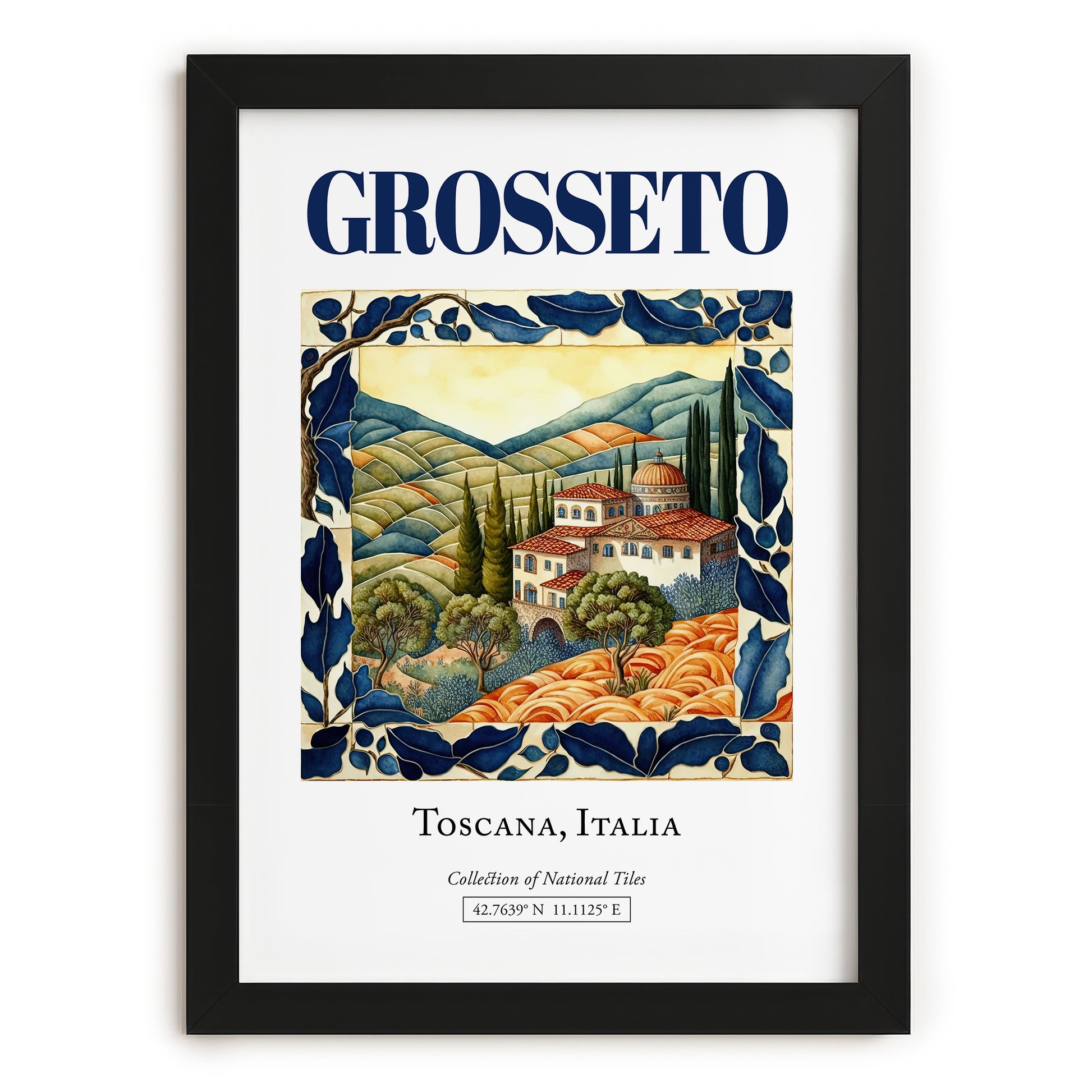 Grosseto, Italy – Travel Poster, in sleek black frame