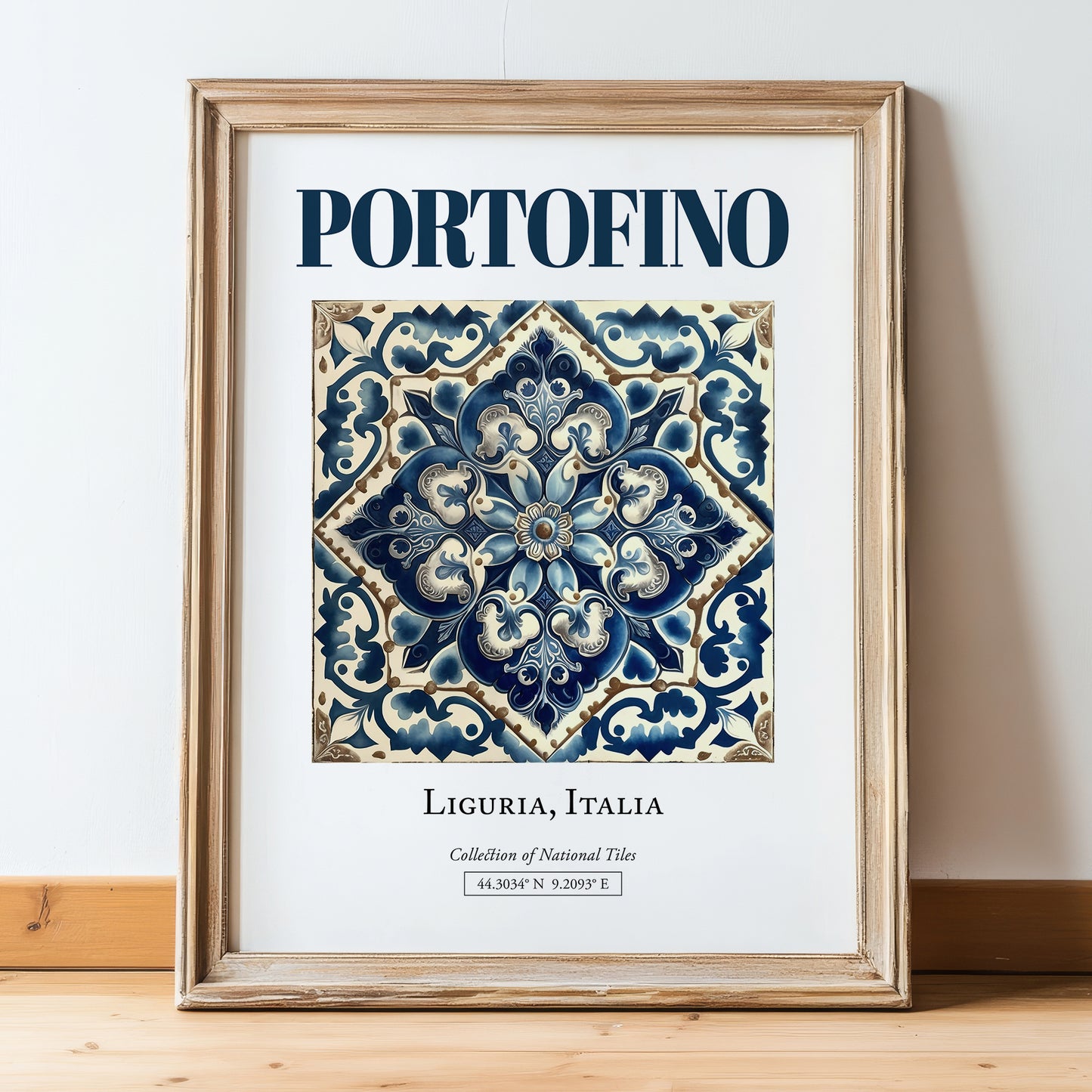 Portofino, Italy – Travel Wall Decor, in wooden frame leaning on the floor