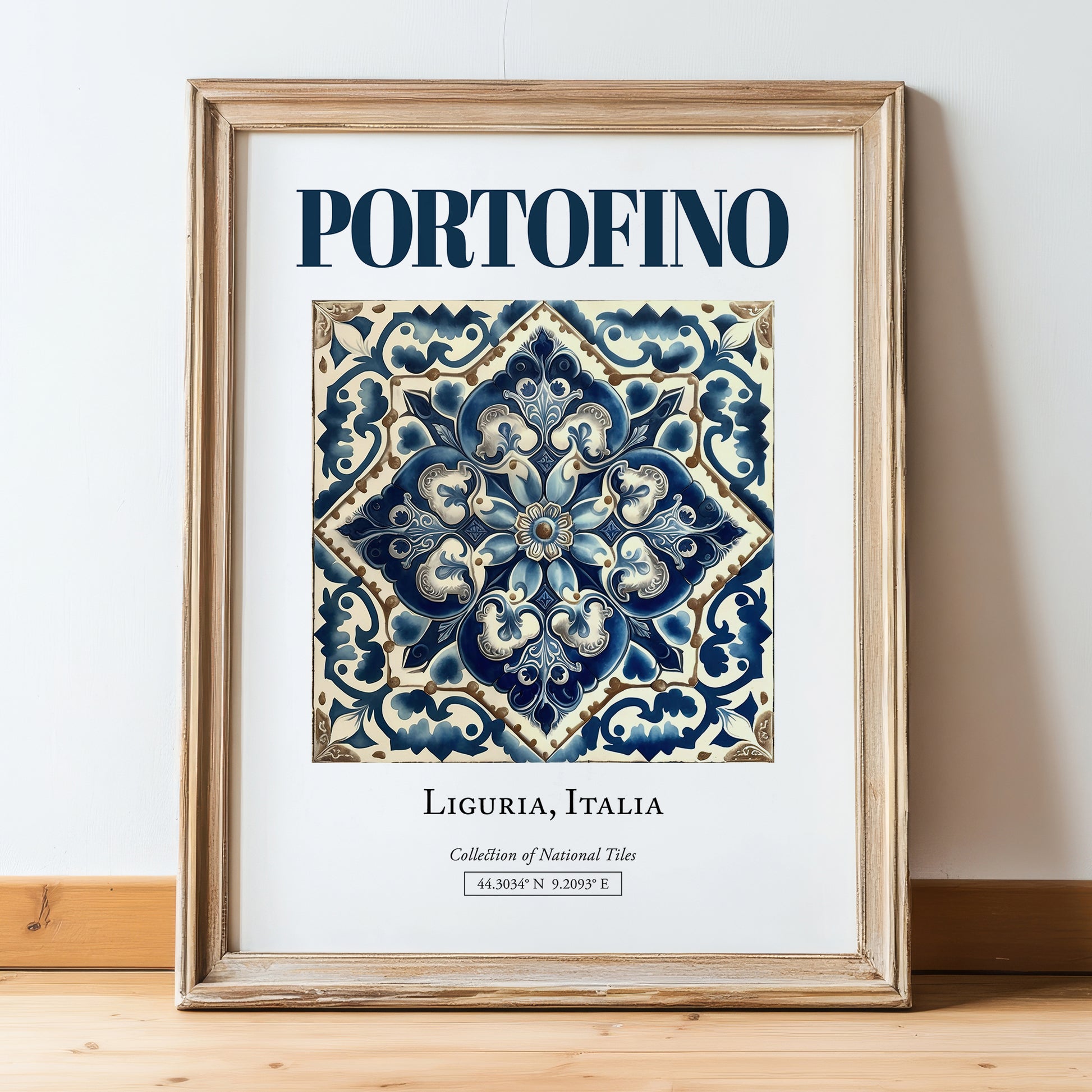 Portofino, Italy – Travel Wall Decor, in wooden frame leaning on the floor