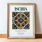 Ischia, Italy – Travel Poster, in wooden frame leaning on the floor