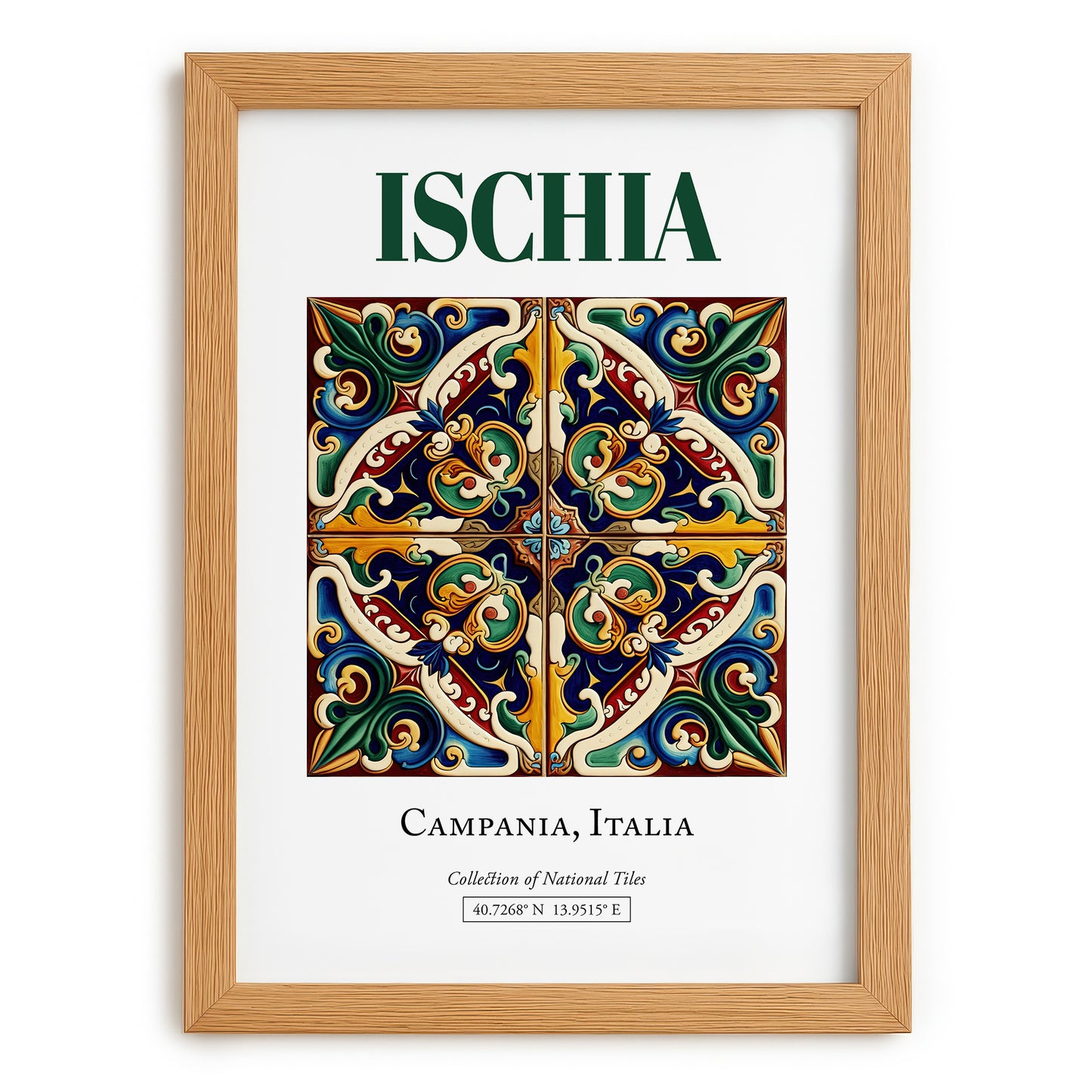 Ischia, Italy – Travel Poster, set in oak frame