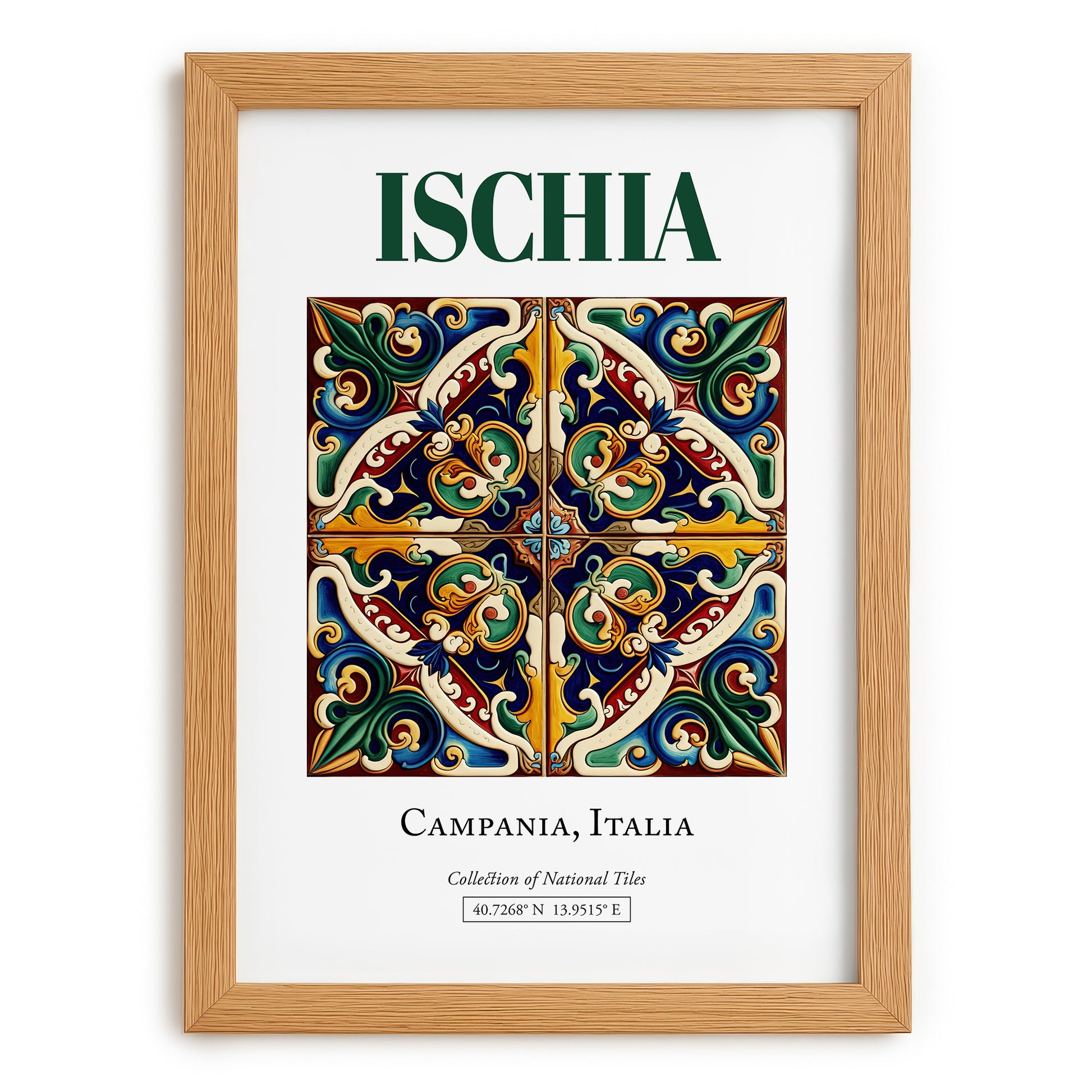 Ischia, Italy – Travel Poster, set in oak frame