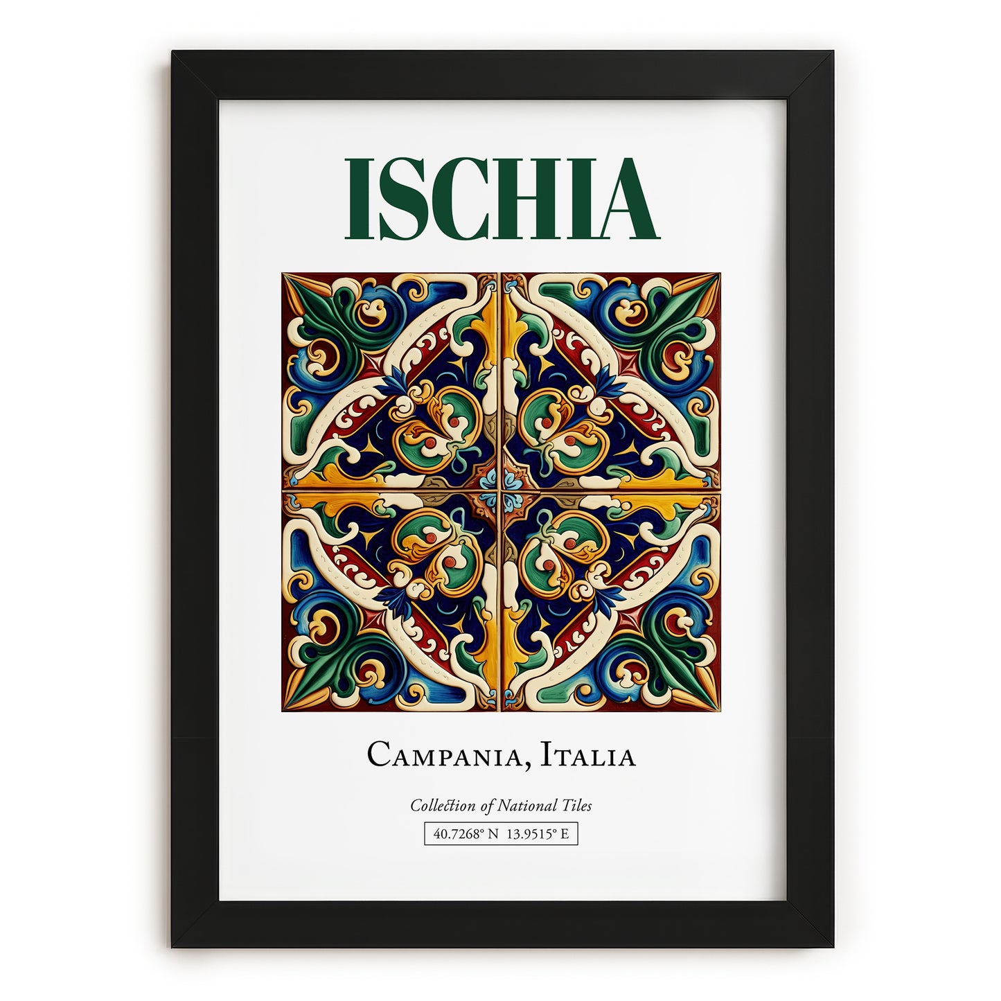Ischia, Italy – Travel Poster, in sleek black frame