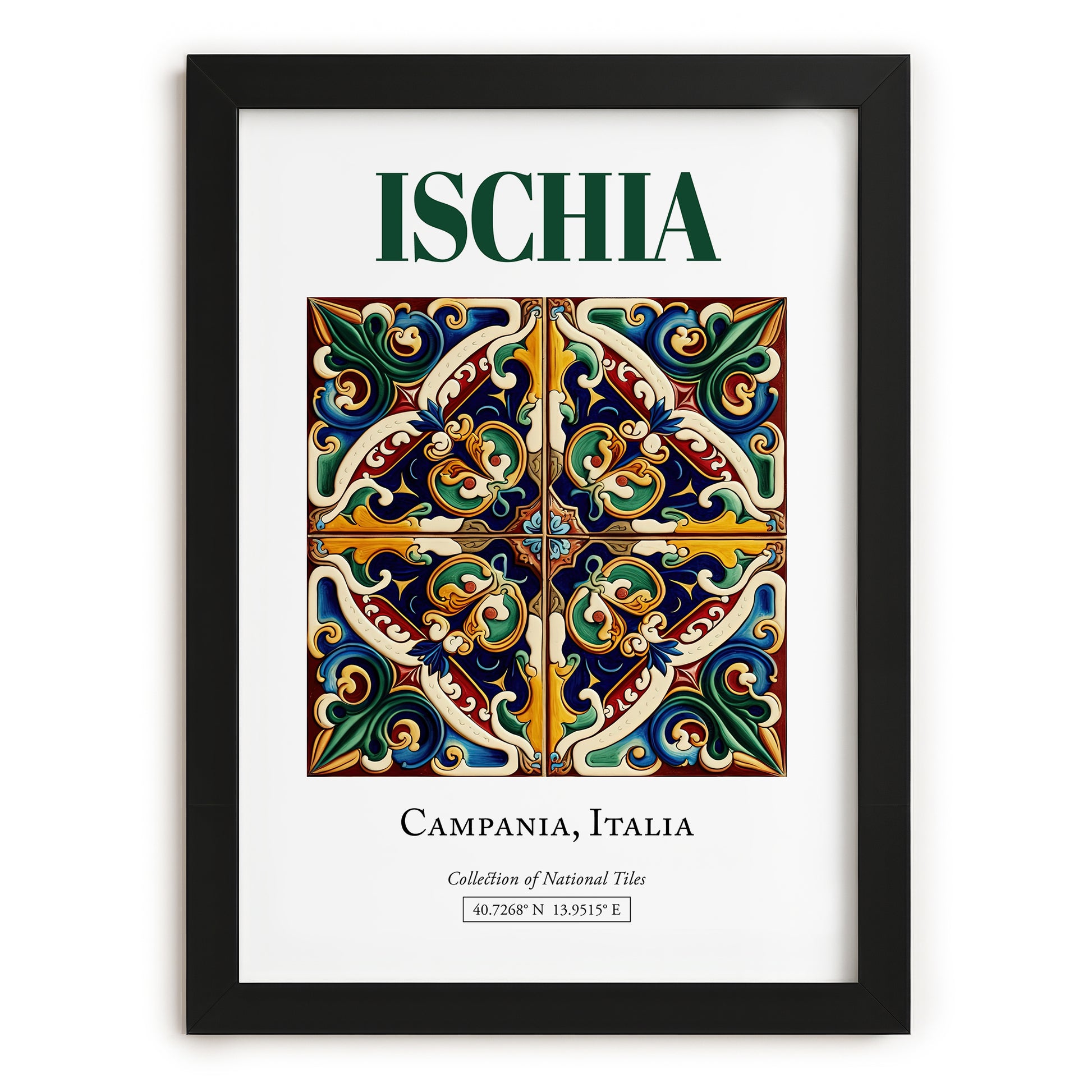 Ischia, Italy – Travel Poster, in sleek black frame