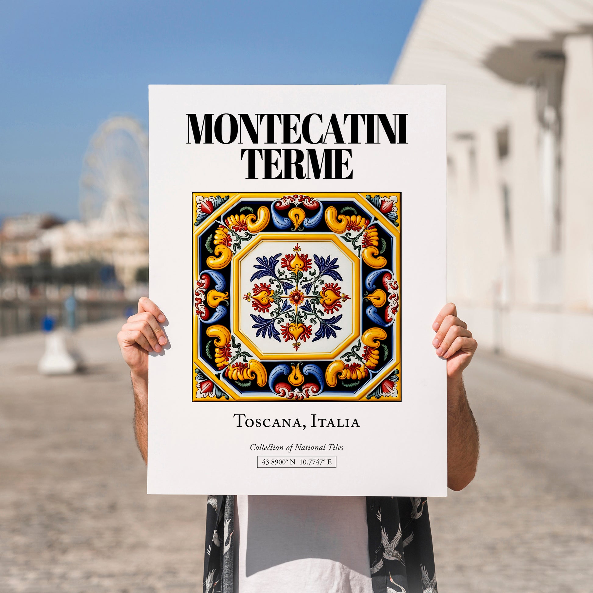 Montecatini Terme, Italy – Travel Print, no-text version framed in wood