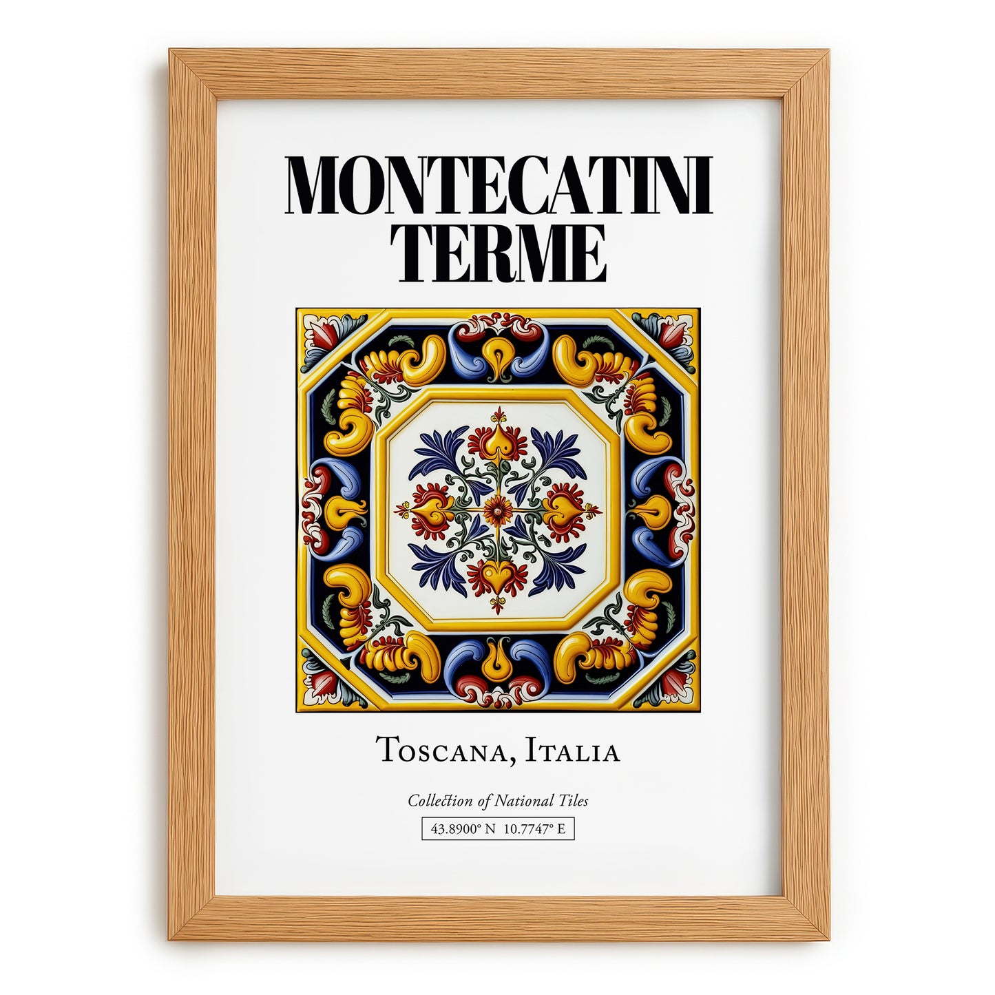 Montecatini Terme, Italy – Travel Print, set in oak frame