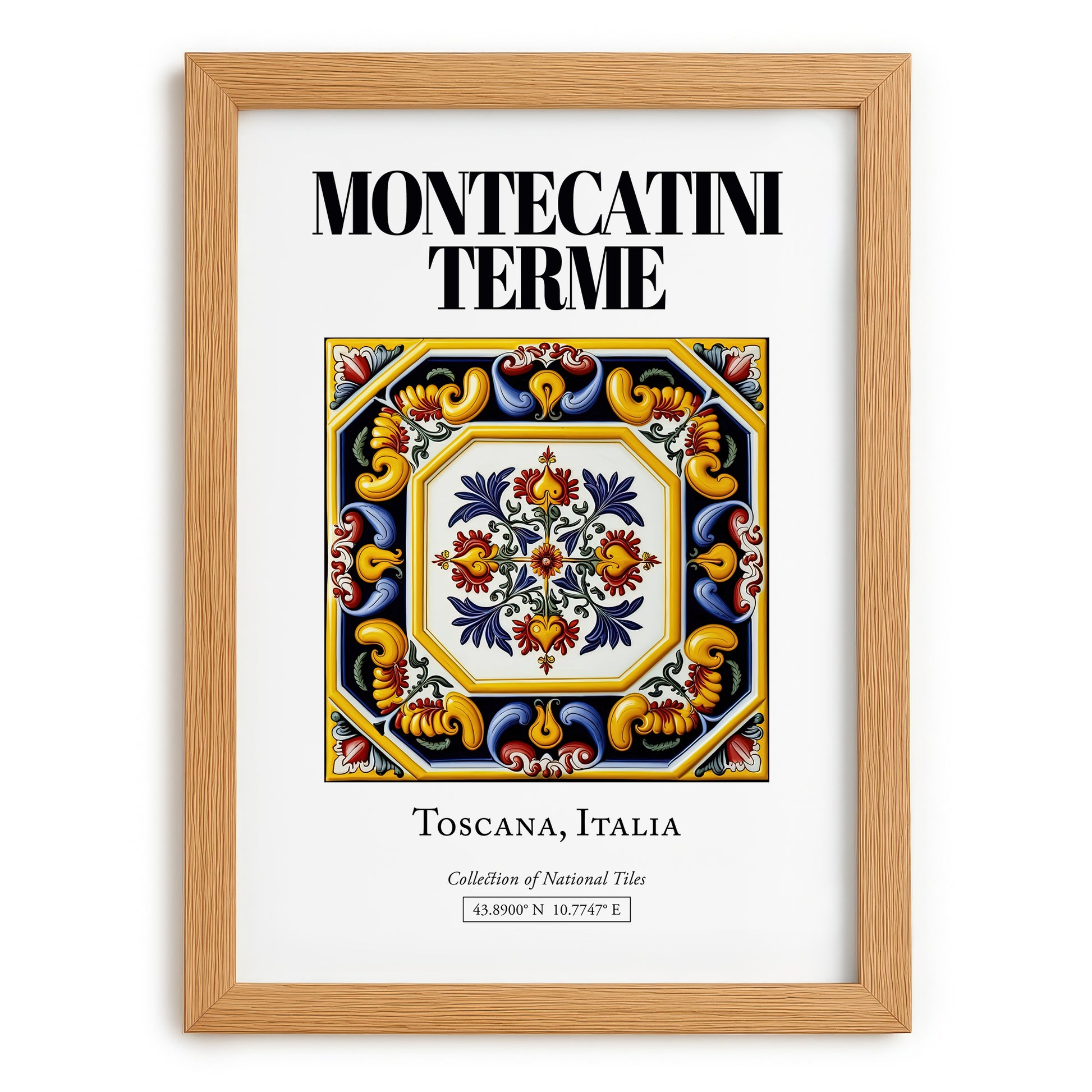 Montecatini Terme, Italy – Travel Print, set in oak frame