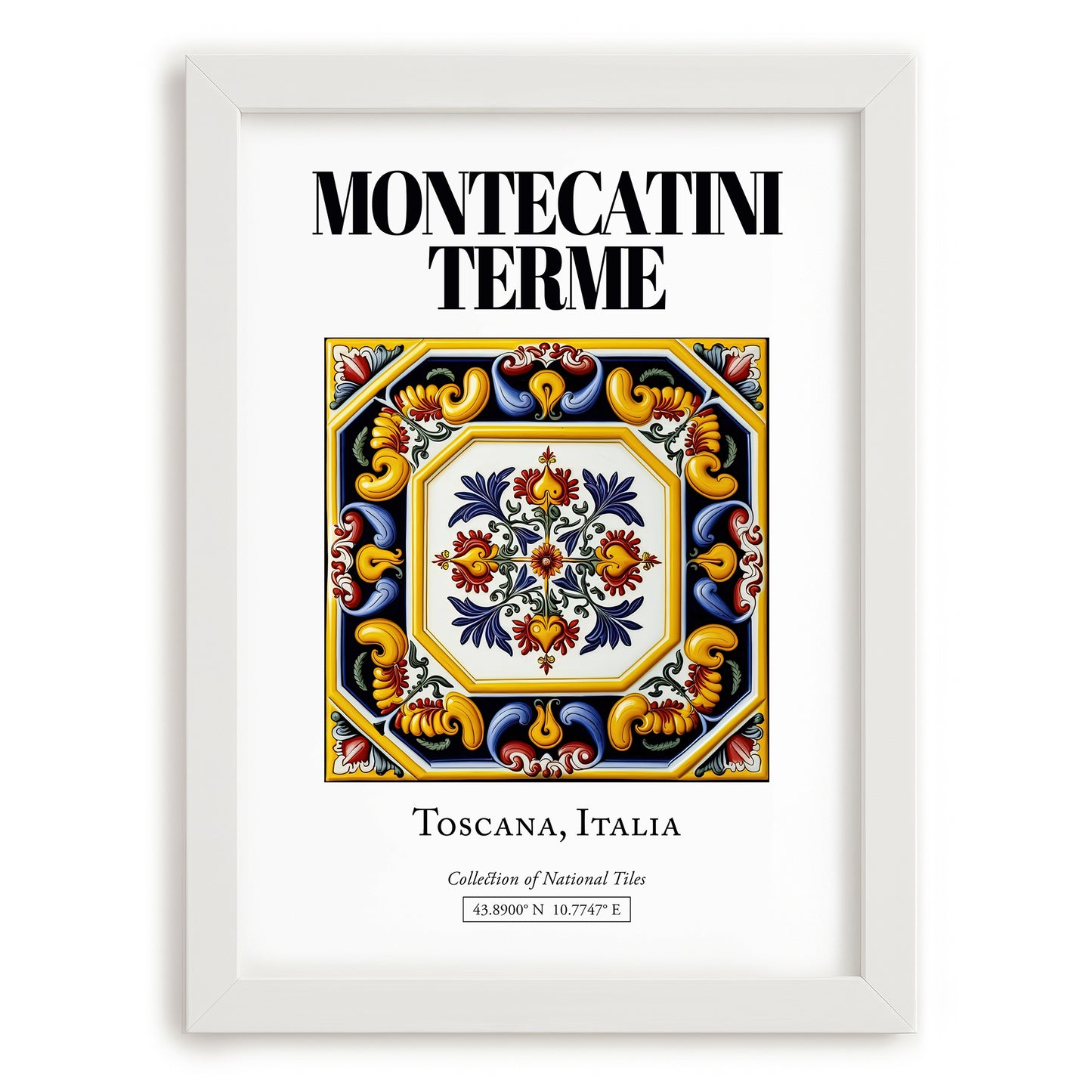 Montecatini Terme, Italy – Travel Print, placed in minimal white frame