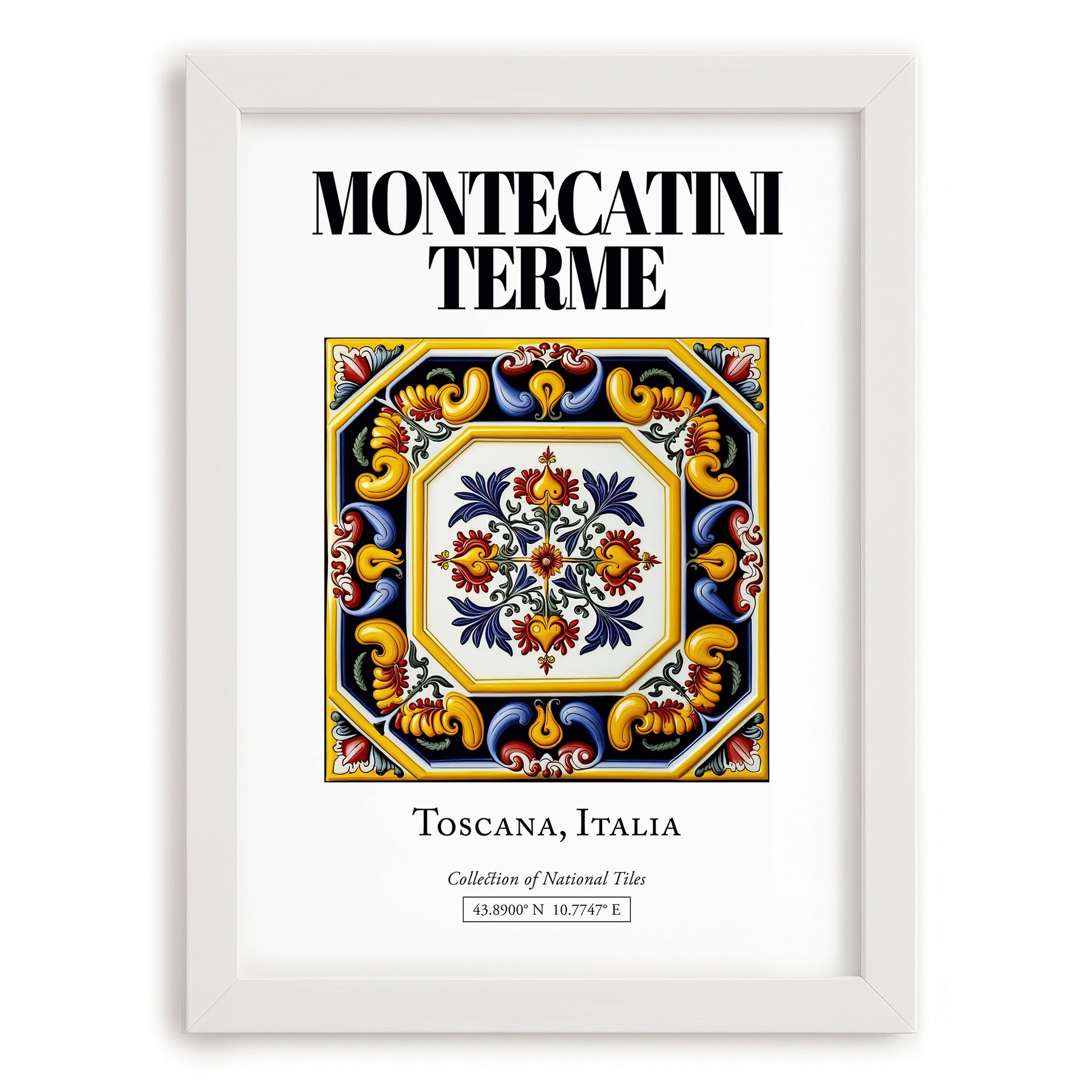 Montecatini Terme, Italy – Travel Print, placed in minimal white frame