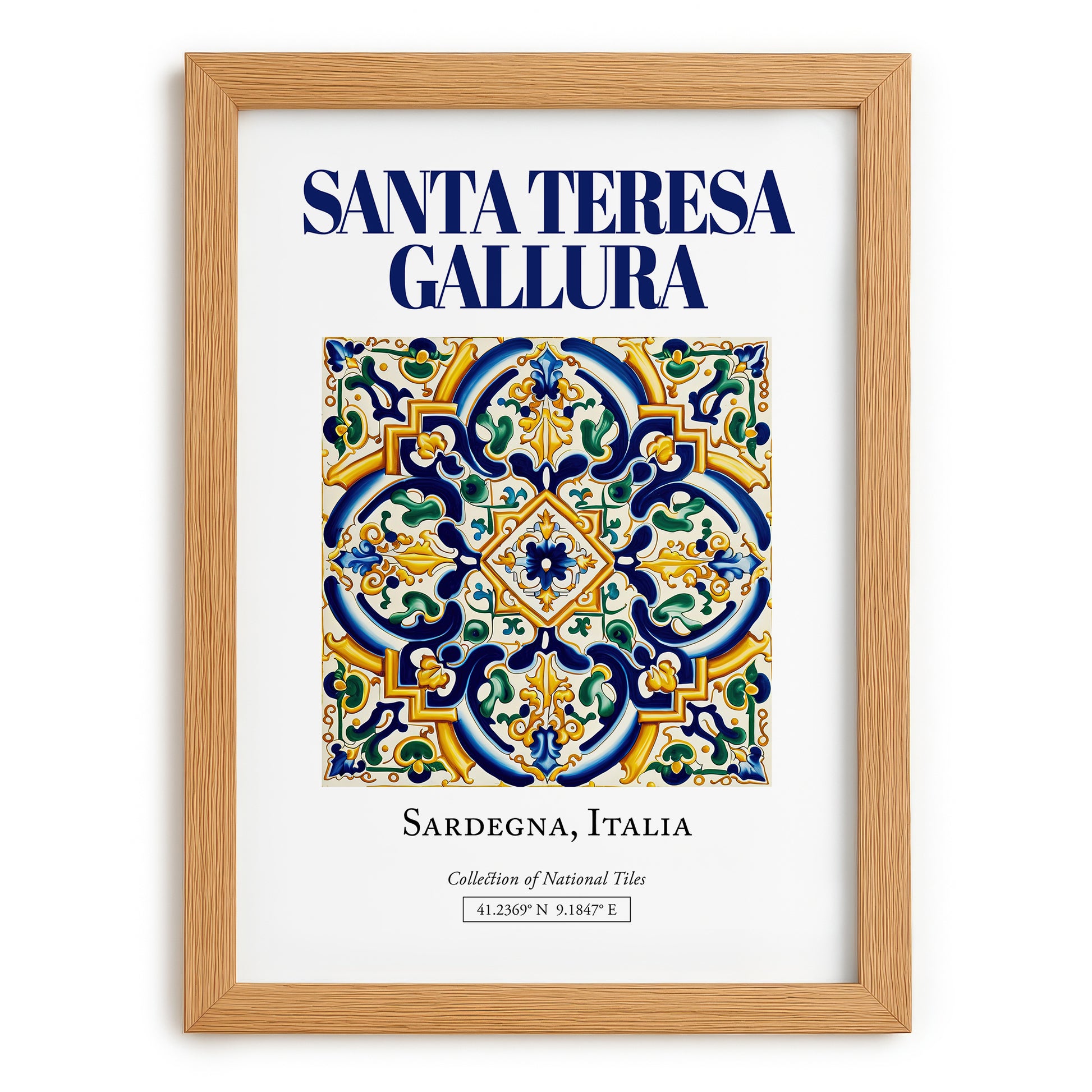 Santa Teresa Gallura, Italy – Vintage Travel Poster, set in oak frame
