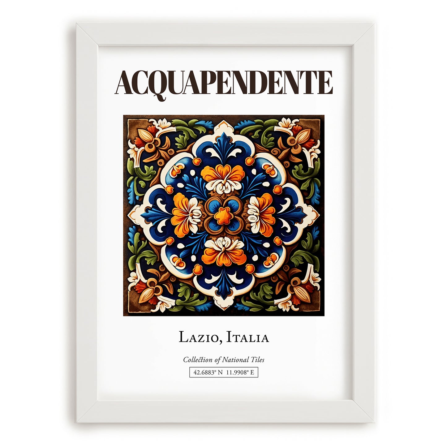 Acquapendente, Italy – Travel Wall Decor, placed in minimal white frame