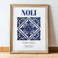Noli, Italy – Travel Poster, in wooden frame leaning on the floor
