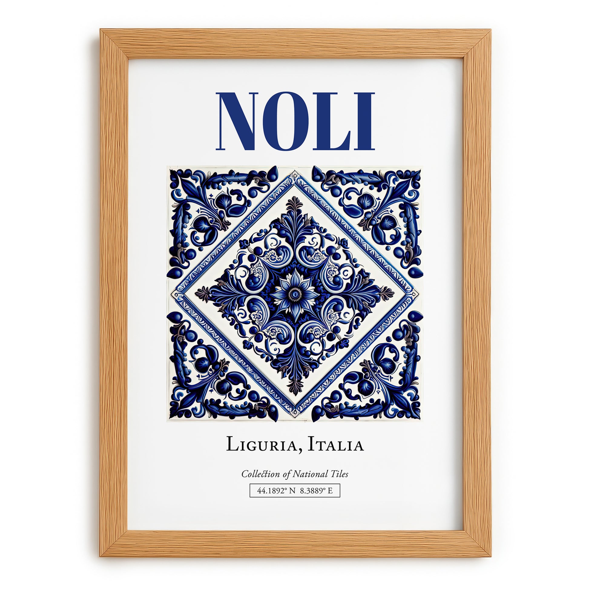 Noli, Italy – Travel Poster, set in oak frame