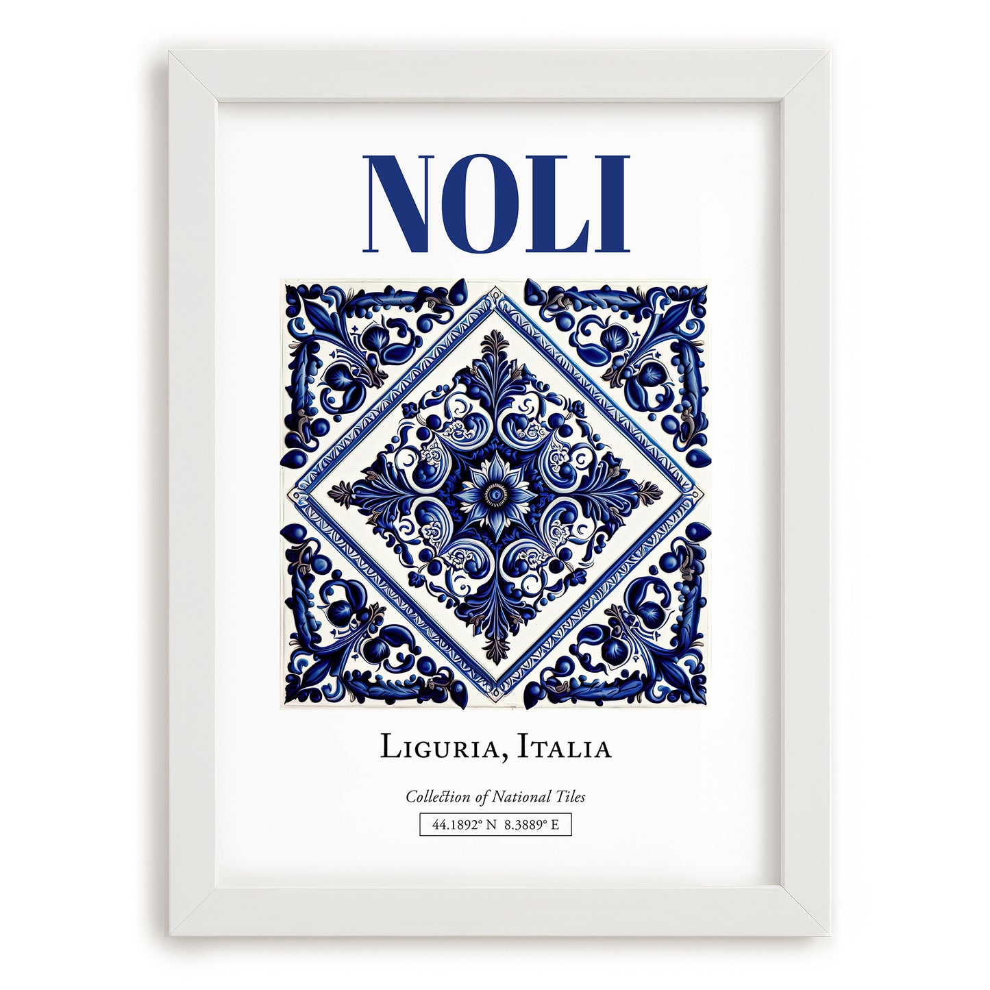 Noli, Italy – Travel Poster, placed in minimal white frame