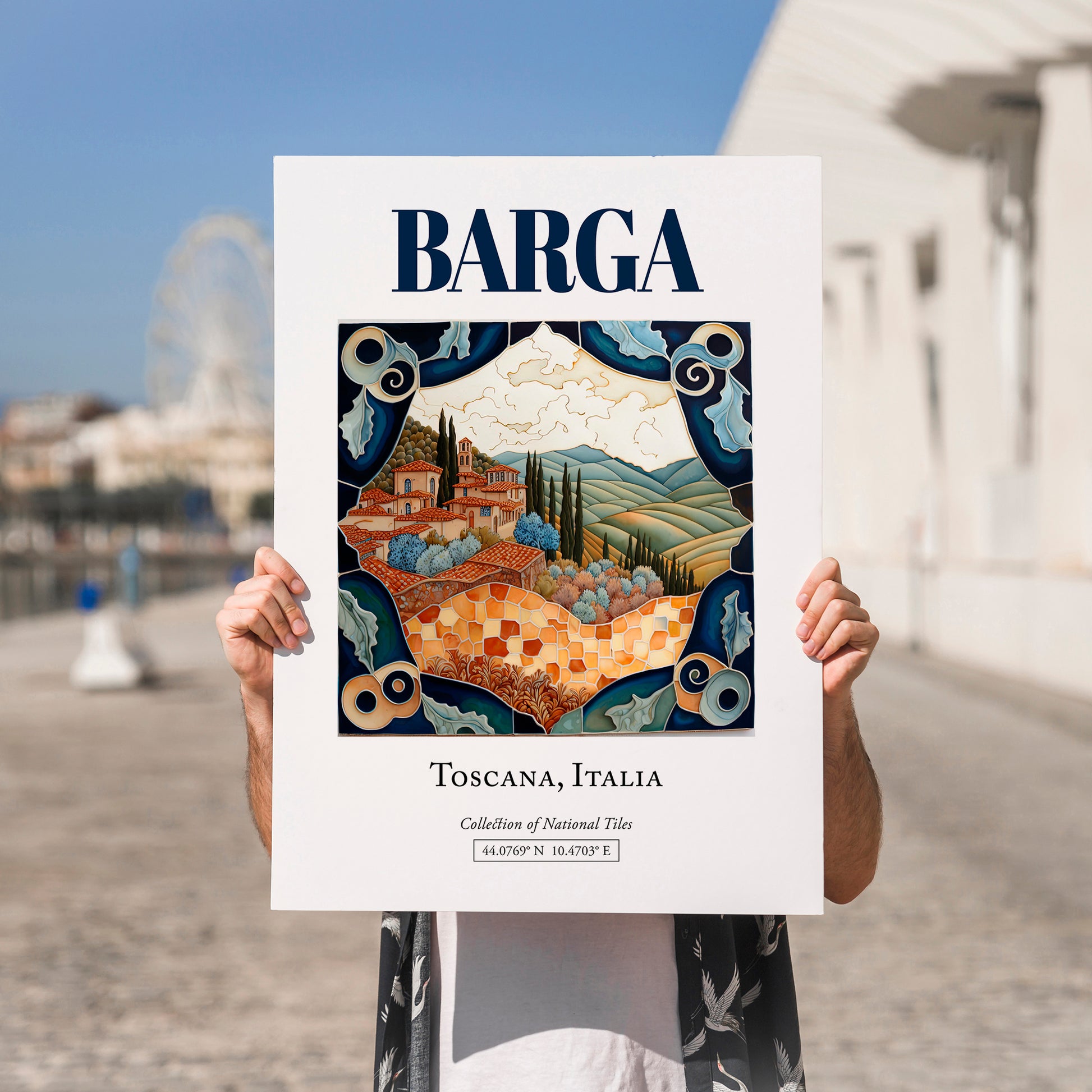 Barga, Italy – Travel Wall Art, no-text version framed in wood