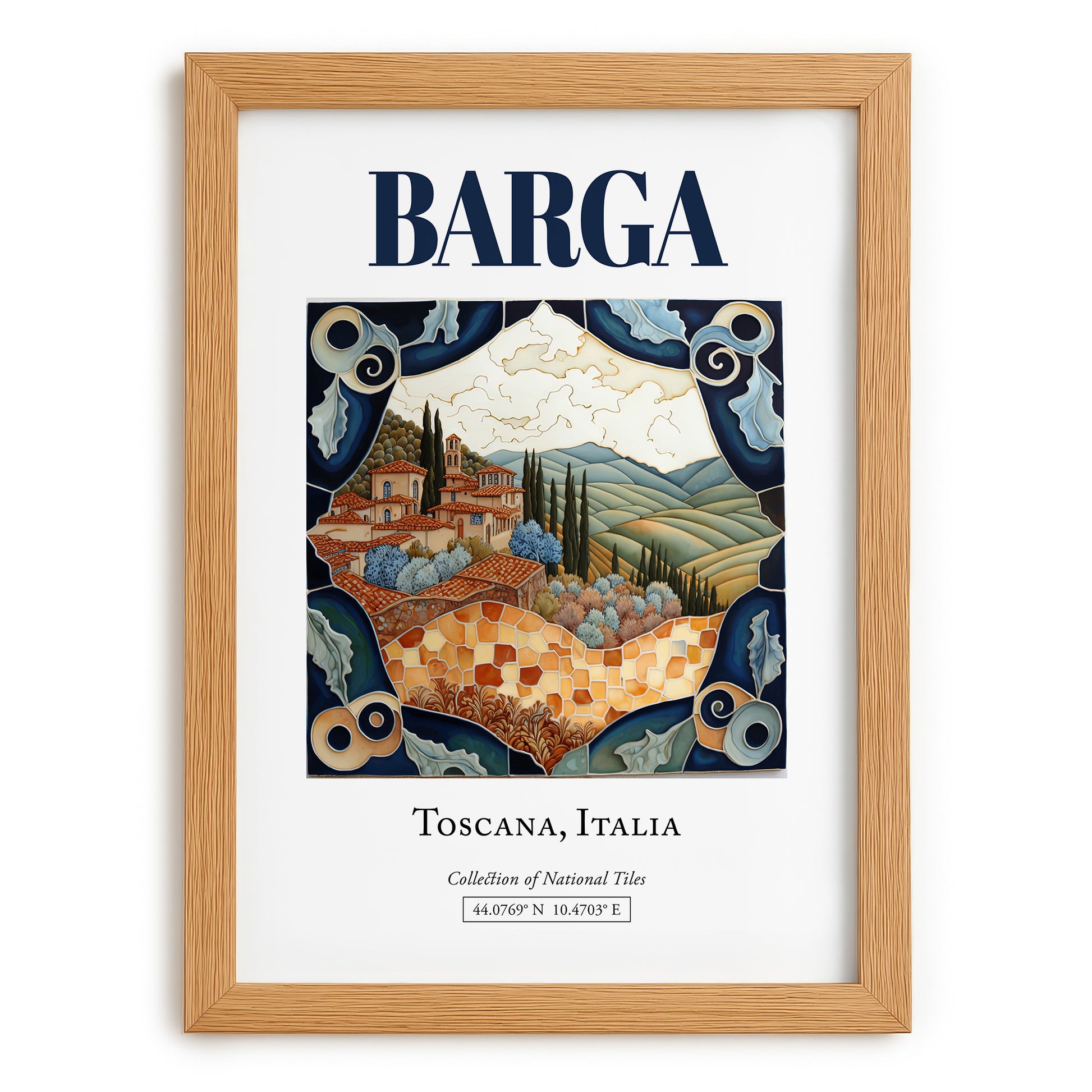 Barga, Italy – Travel Wall Art, set in oak frame