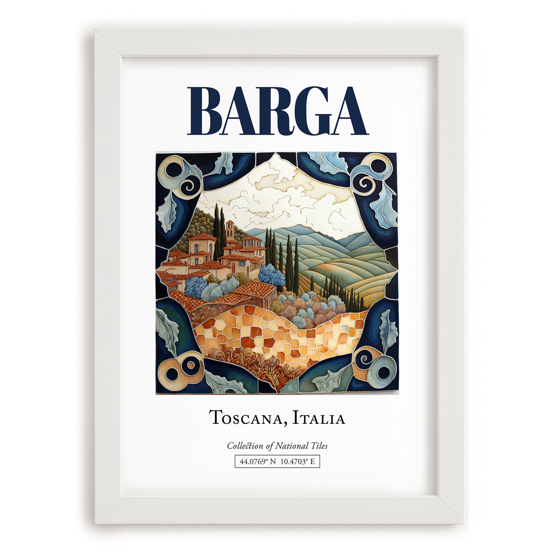 Barga, Italy – Travel Wall Art, placed in minimal white frame