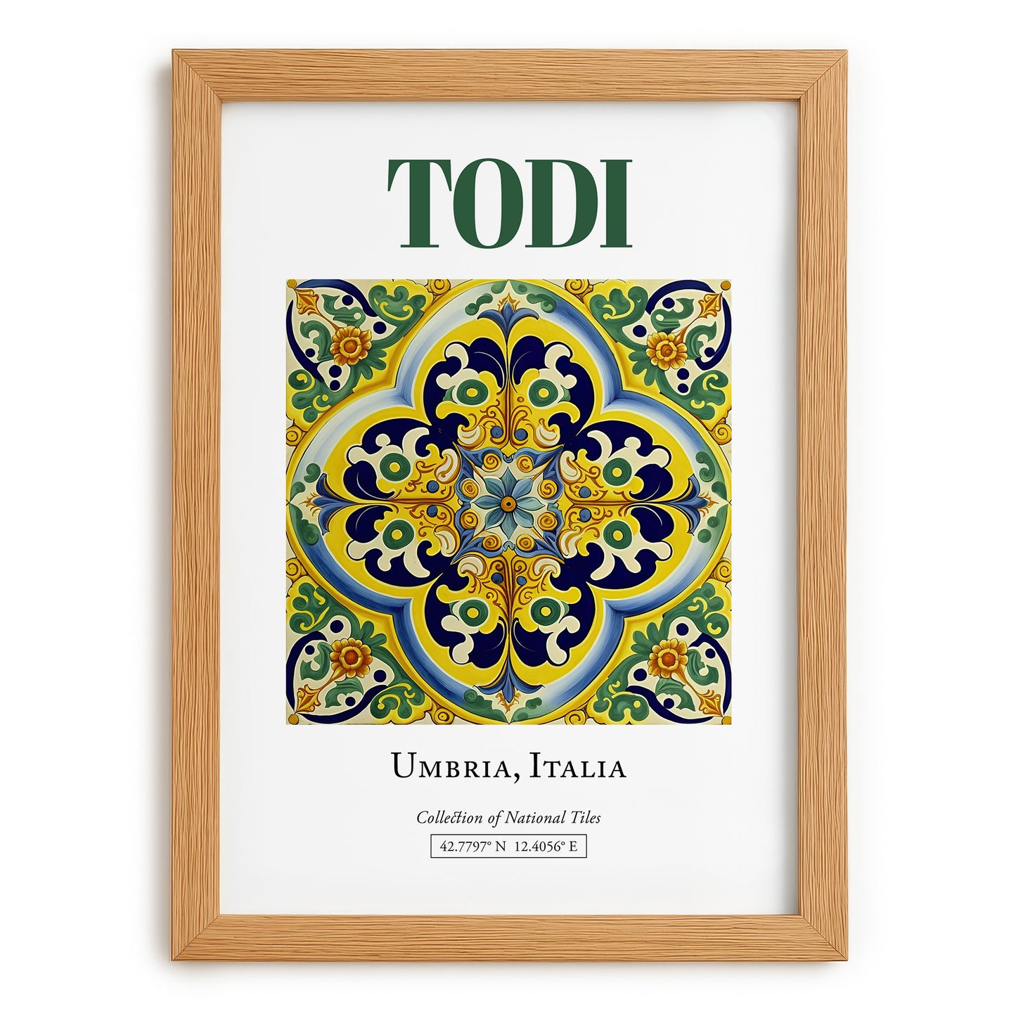 Todi, Italy – Travel Print, set in oak frame