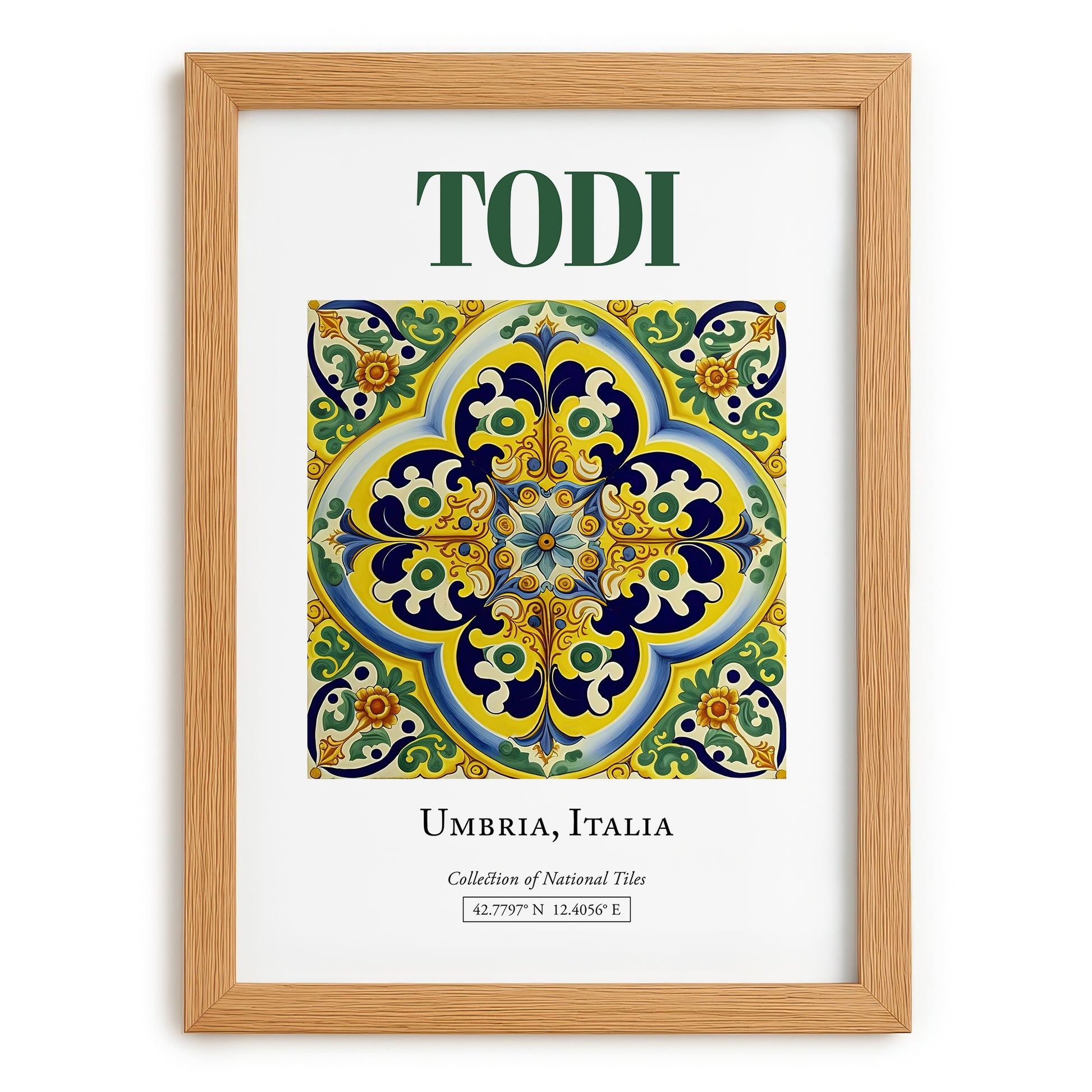 Todi, Italy – Travel Print, set in oak frame