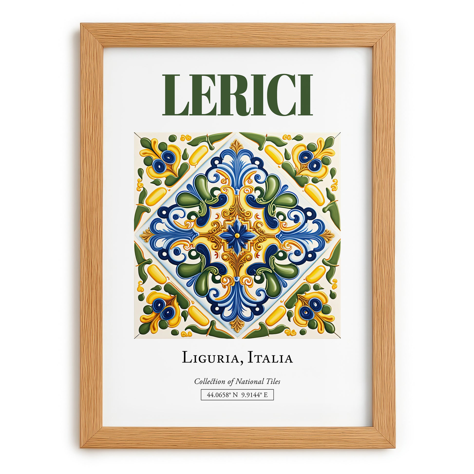 Lerici, Italy – Vintage Travel Poster, set in oak frame