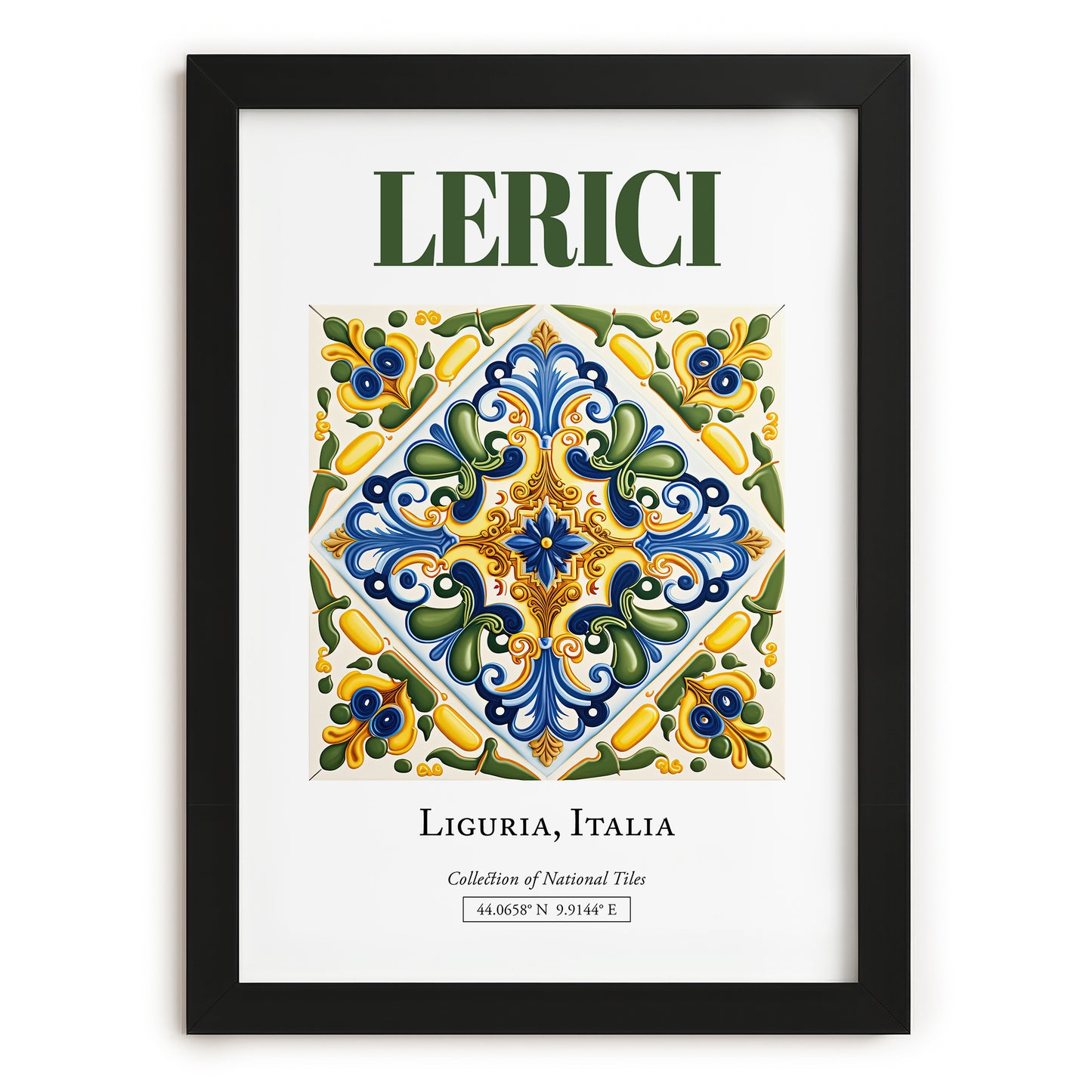 Lerici, Italy – Vintage Travel Poster, in sleek black frame