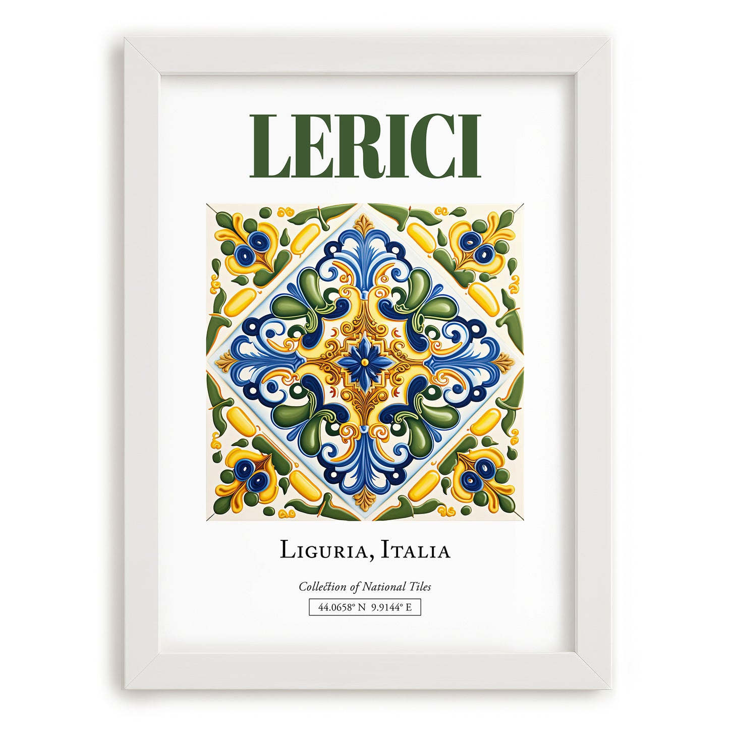 Lerici, Italy – Vintage Travel Poster, placed in minimal white frame