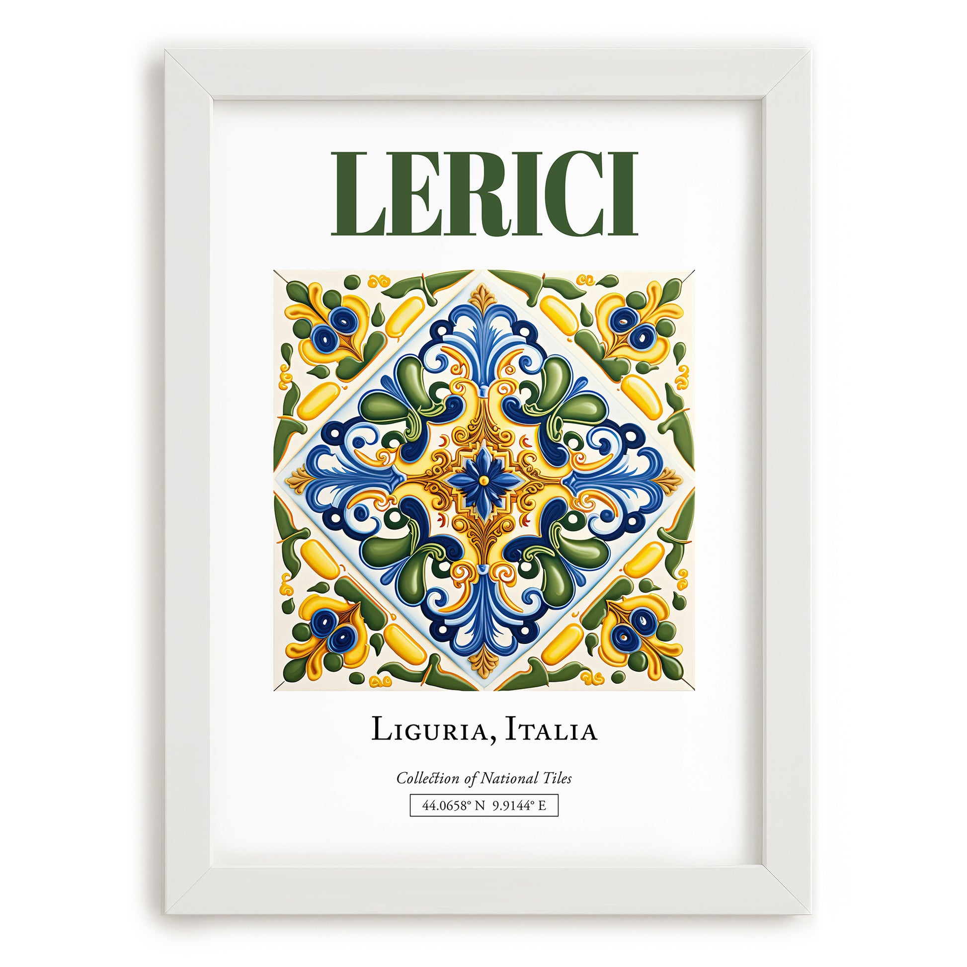 Lerici, Italy – Vintage Travel Poster, placed in minimal white frame