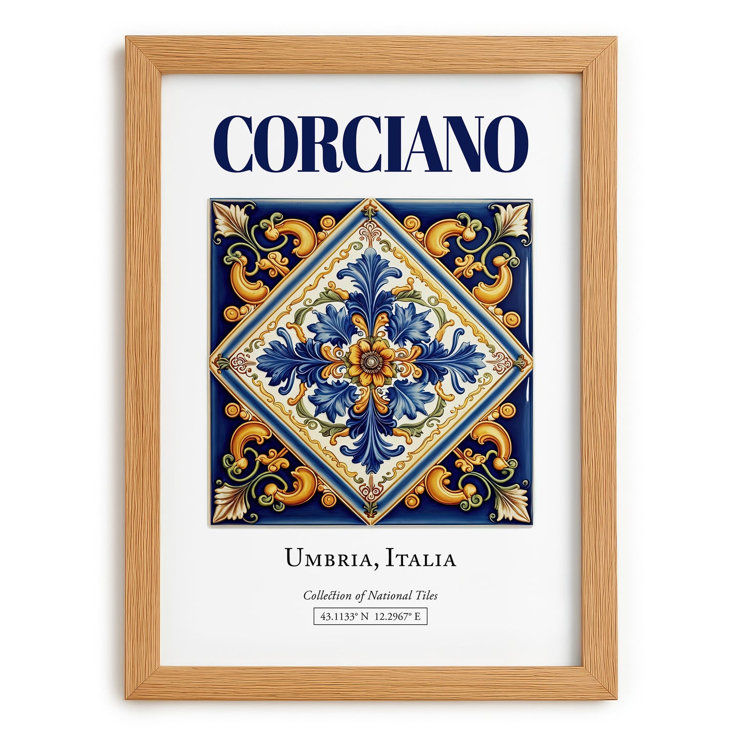 Corciano, Italy – Travel Poster, set in oak frame