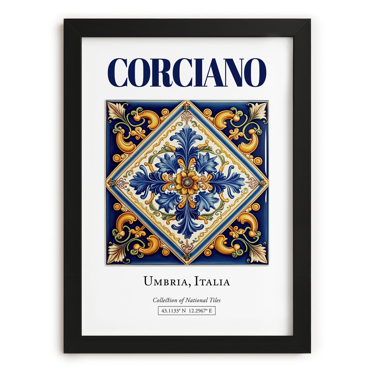 Corciano, Italy – Travel Poster, in sleek black frame