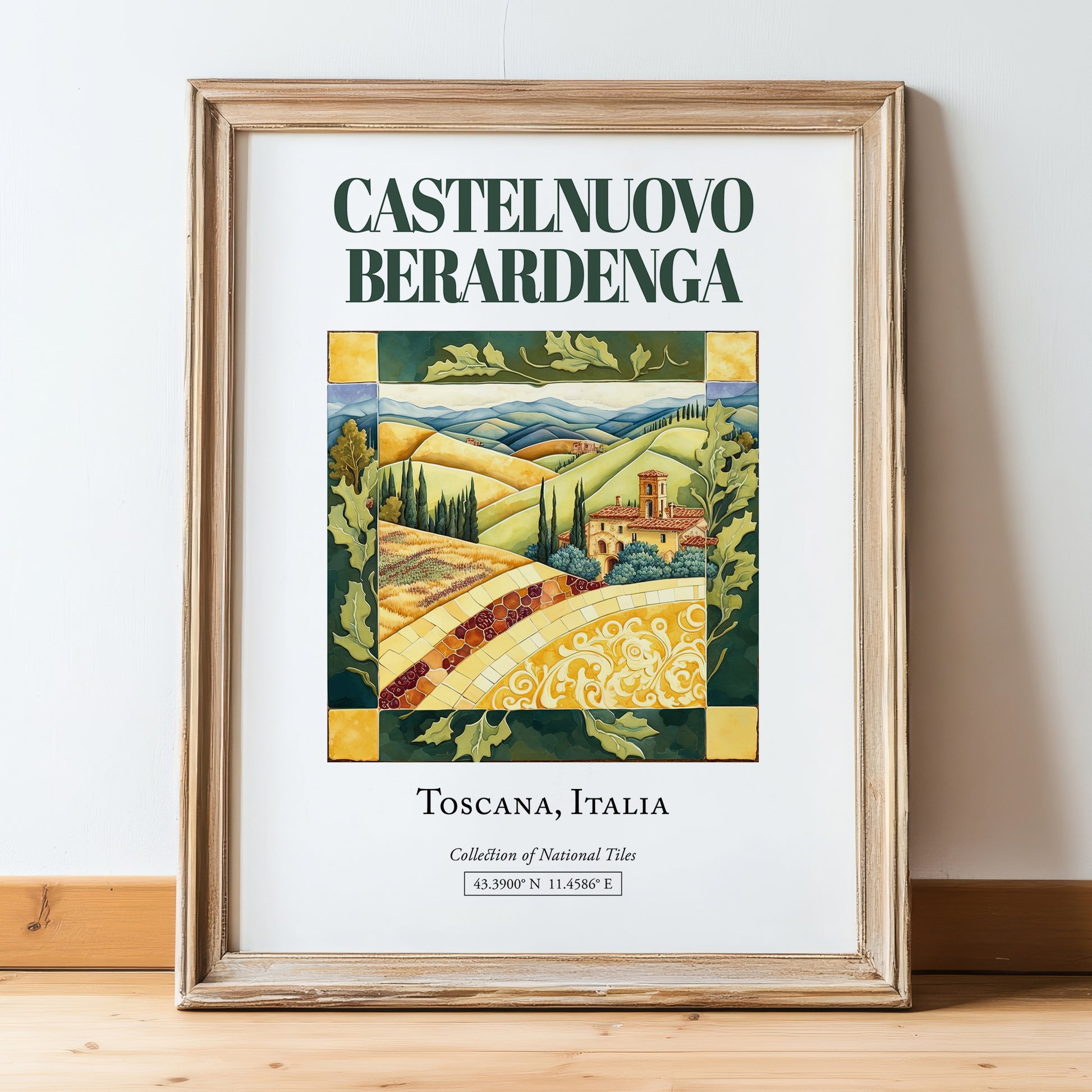 Castelnuovo Berardenga, Italy – Dream Destination Decor, in wooden frame leaning on the floor