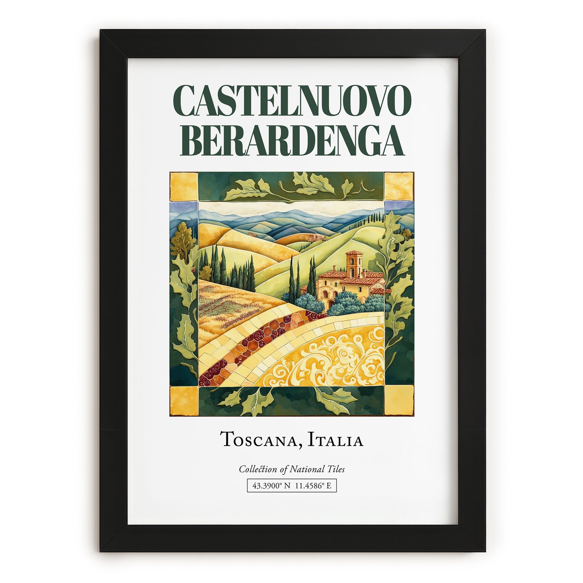 Castelnuovo Berardenga, Italy – Dream Destination Decor, in sleek black frame