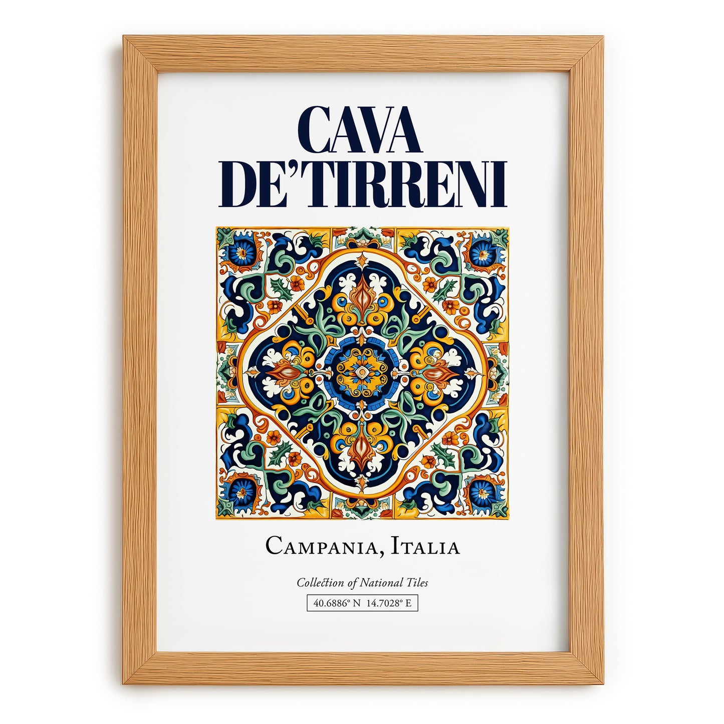 Cava de' Tirreni, Italy – Travel Poster, set in oak frame