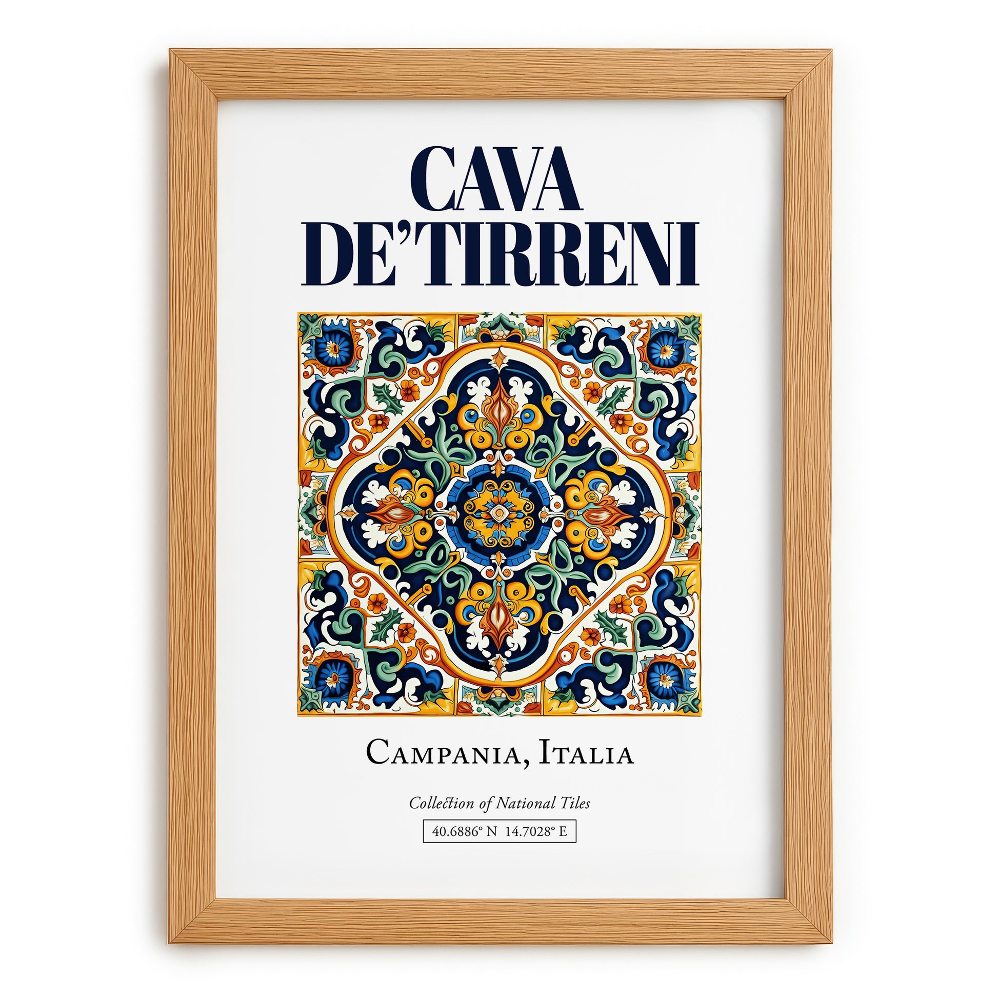 Cava de' Tirreni, Italy – Travel Poster, set in oak frame
