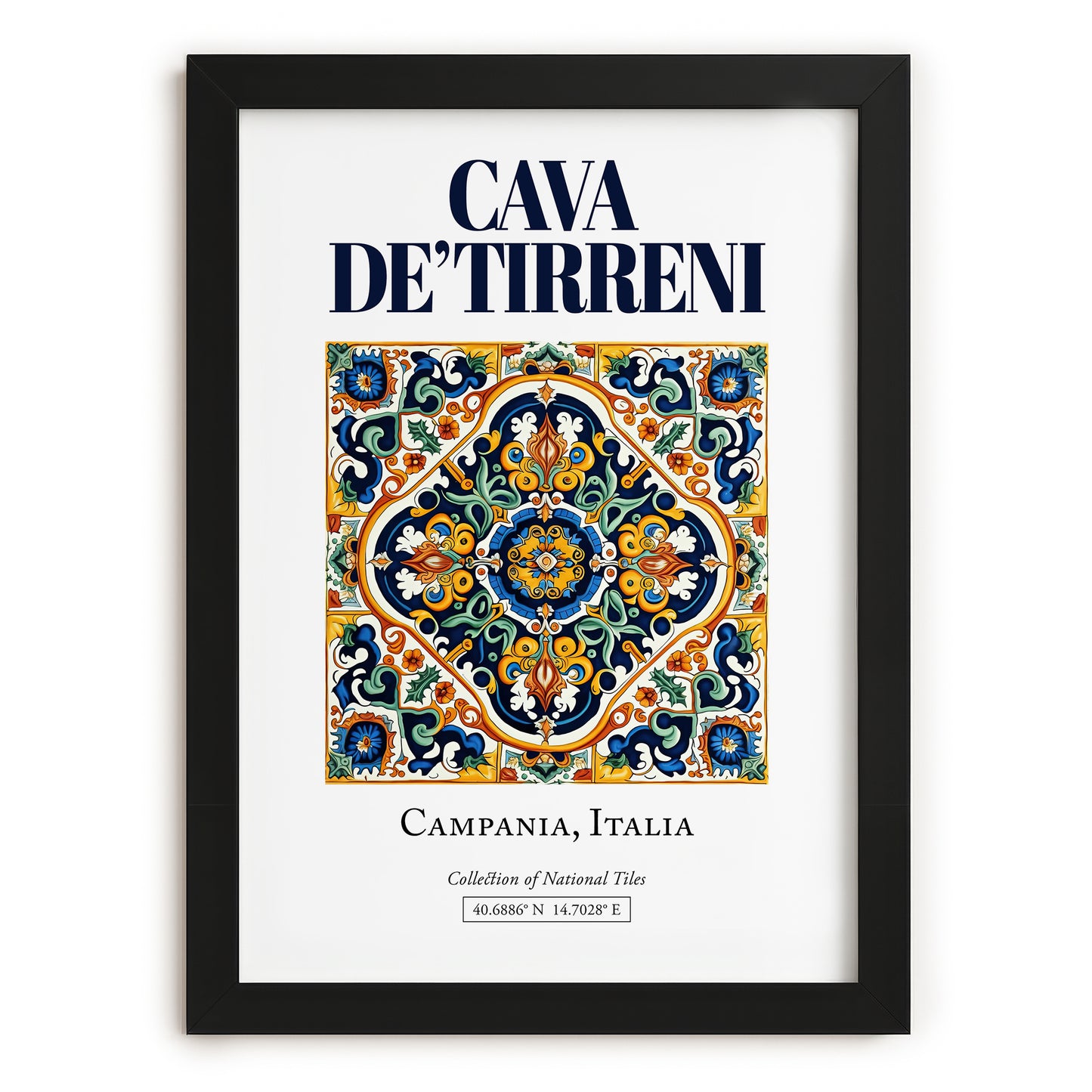 Cava de' Tirreni, Italy – Travel Poster, in sleek black frame