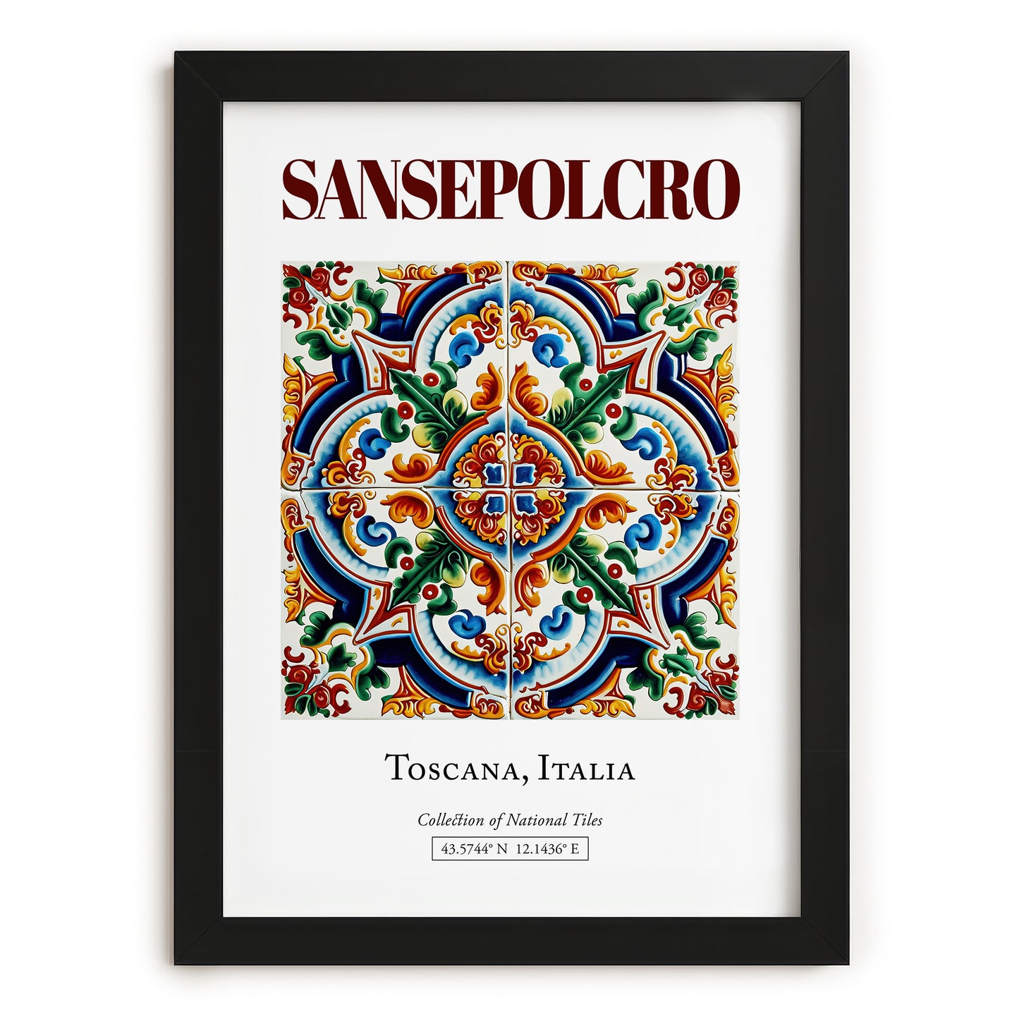 Sansepolcro, Italy – Minimalist Travel Print, in sleek black frame