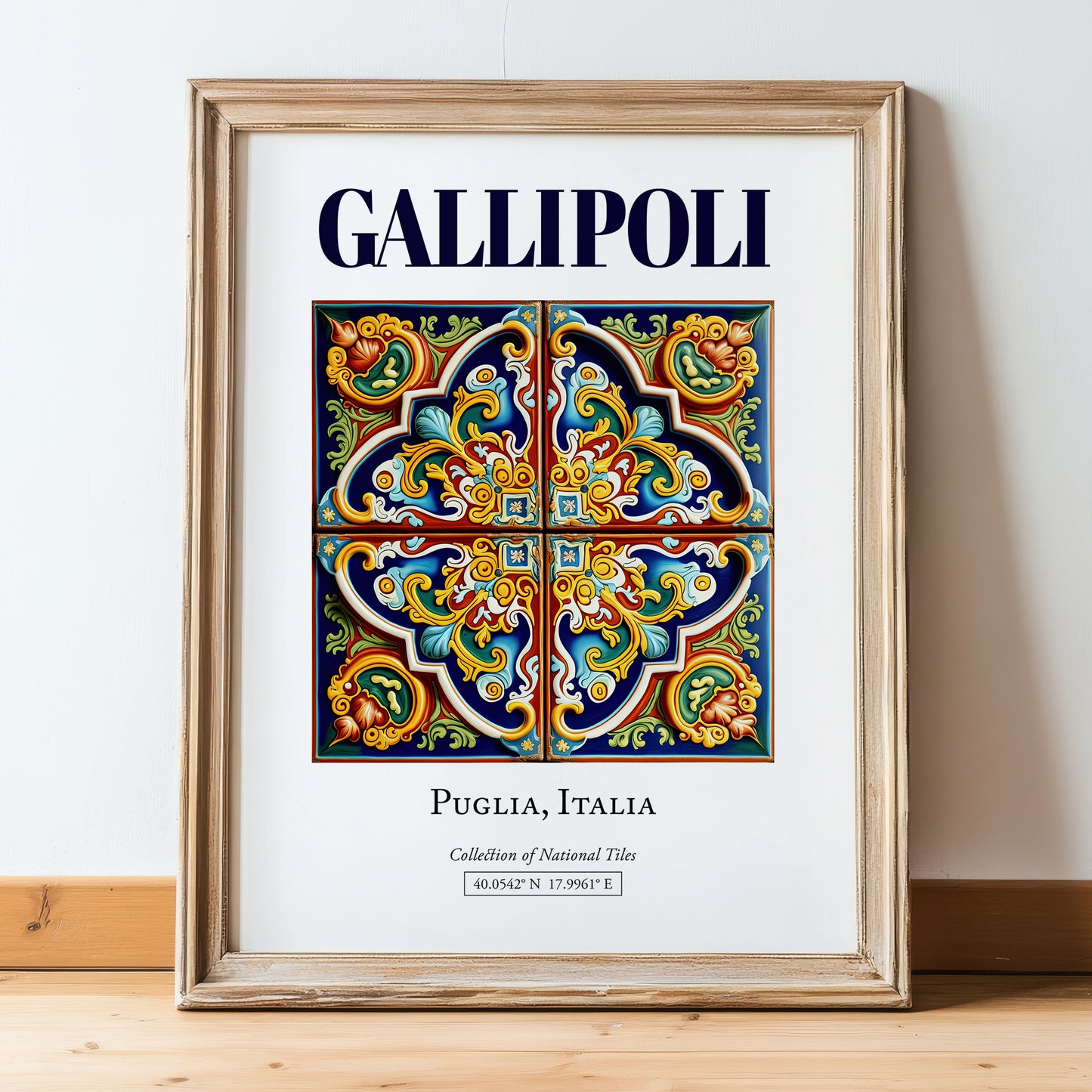 Gallipoli, Italy – Travel Memories Wall Print, in wooden frame leaning on the floor