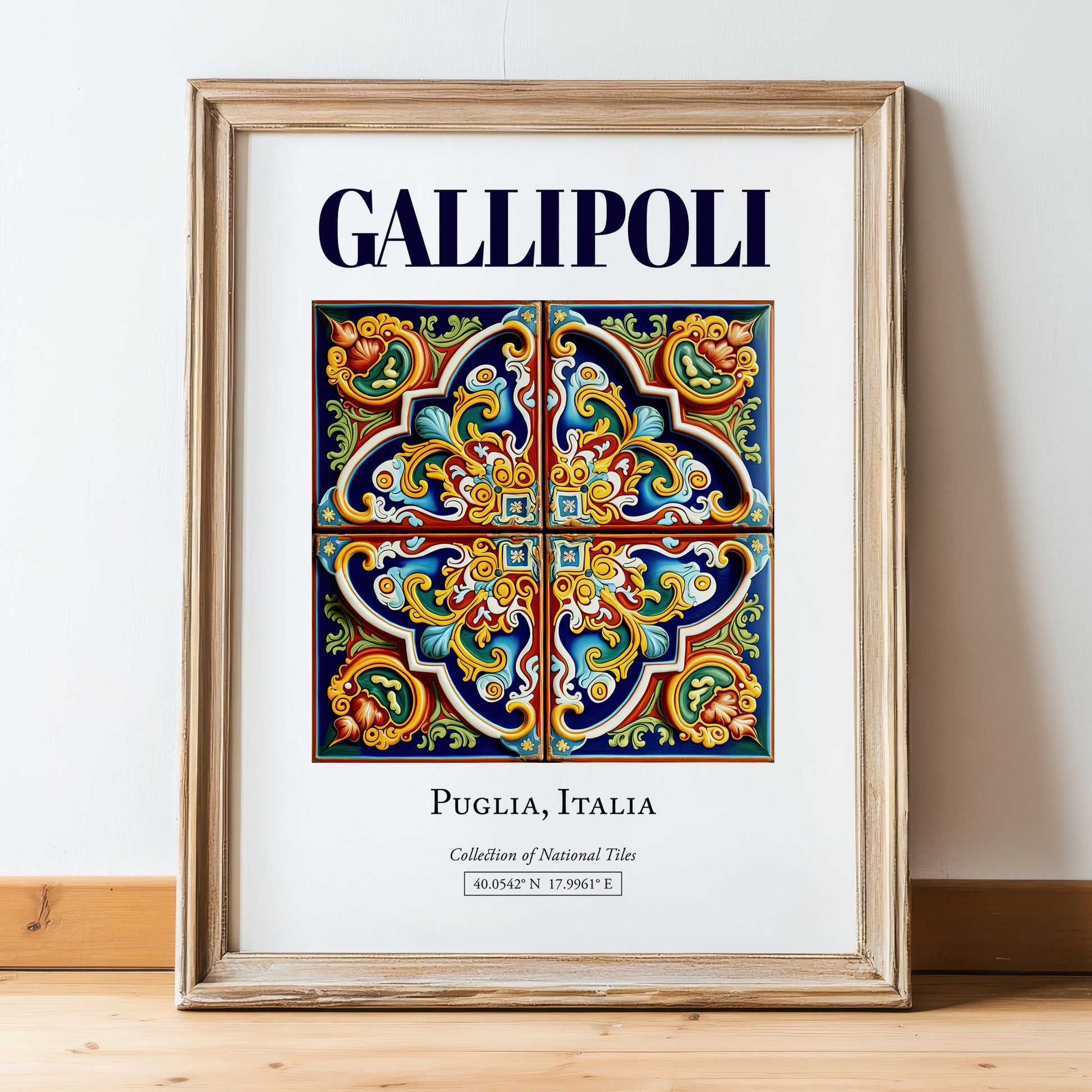 Gallipoli, Italy – Travel Memories Wall Print, in wooden frame leaning on the floor
