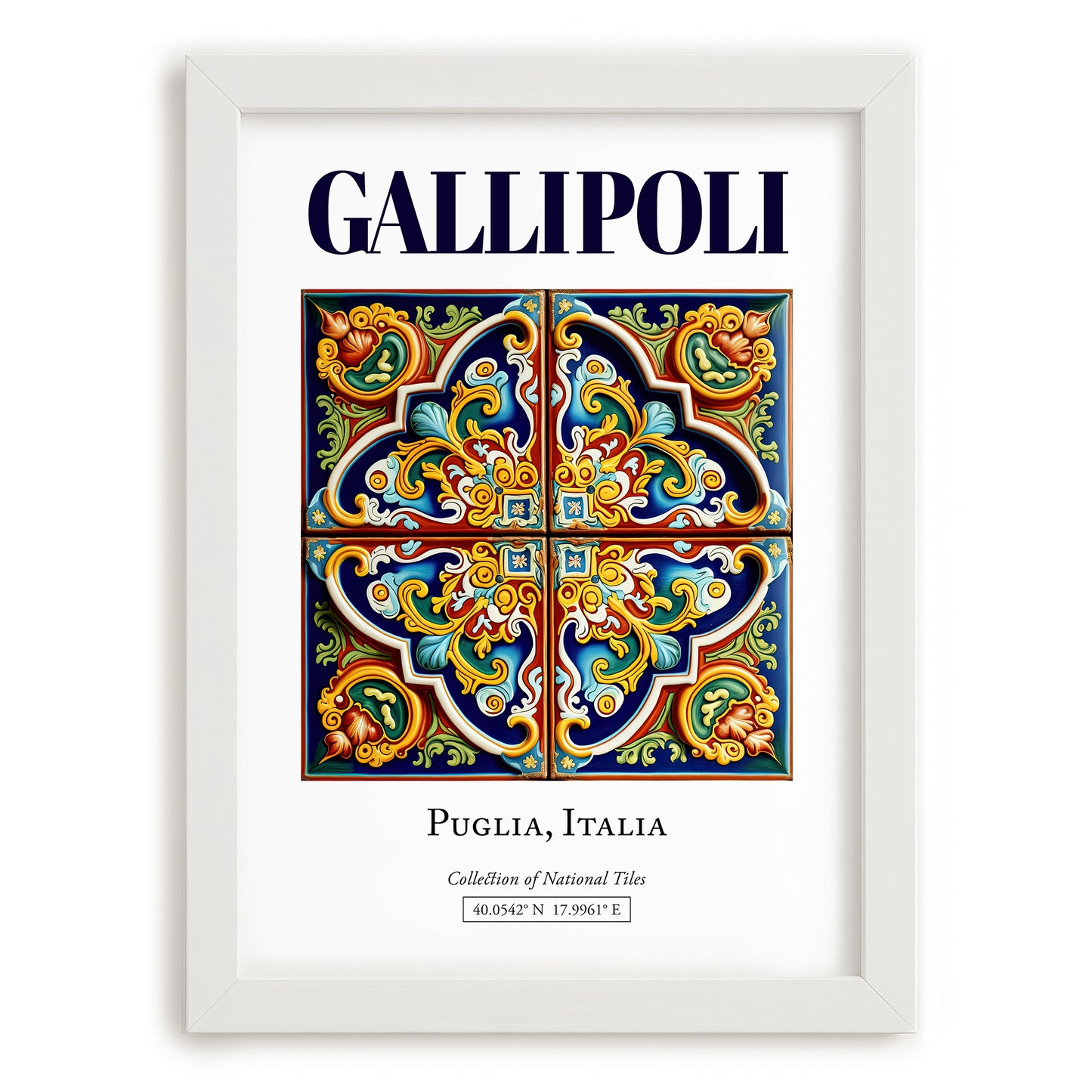 Gallipoli, Italy – Travel Memories Wall Print, placed in minimal white frame