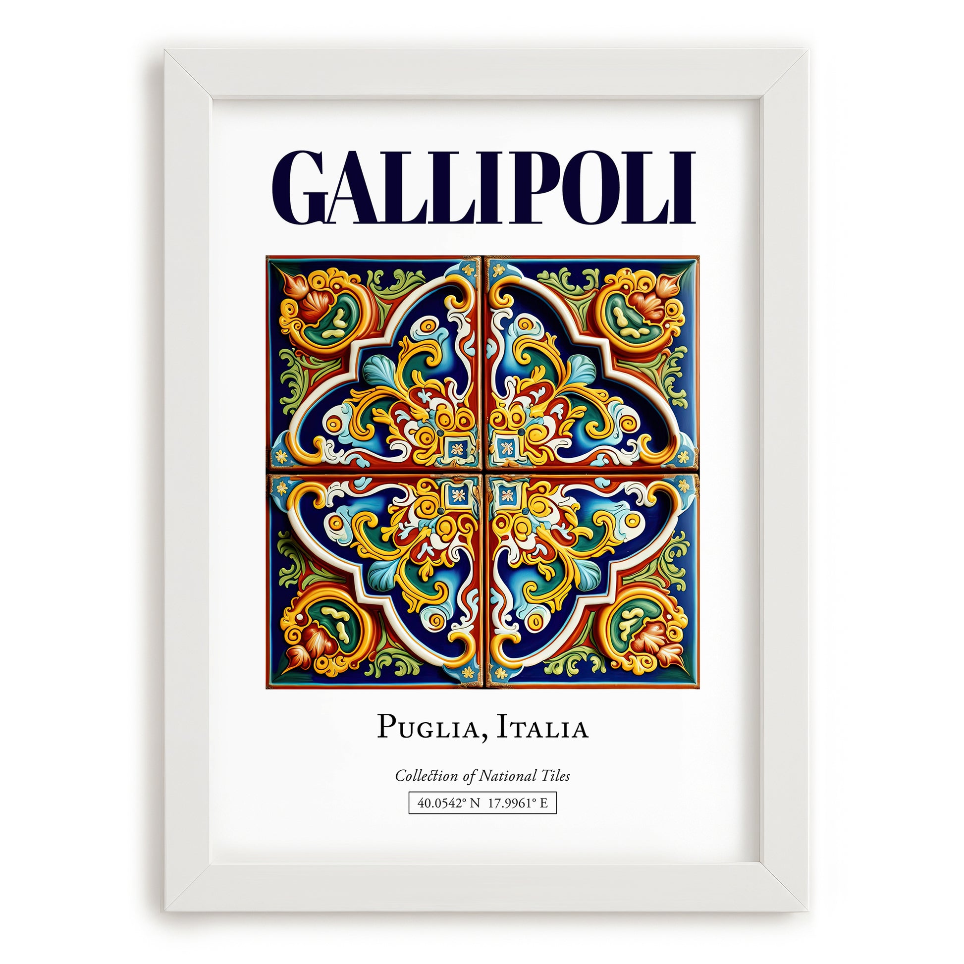 Gallipoli, Italy – Travel Memories Wall Print, placed in minimal white frame