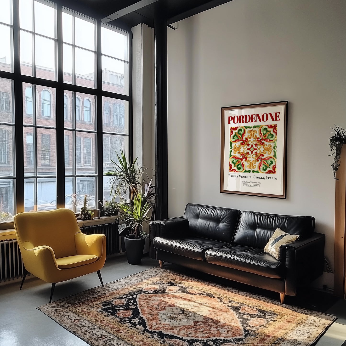 Pordenone, Italy – Historic Cities Art Print, unframed on coastal sand