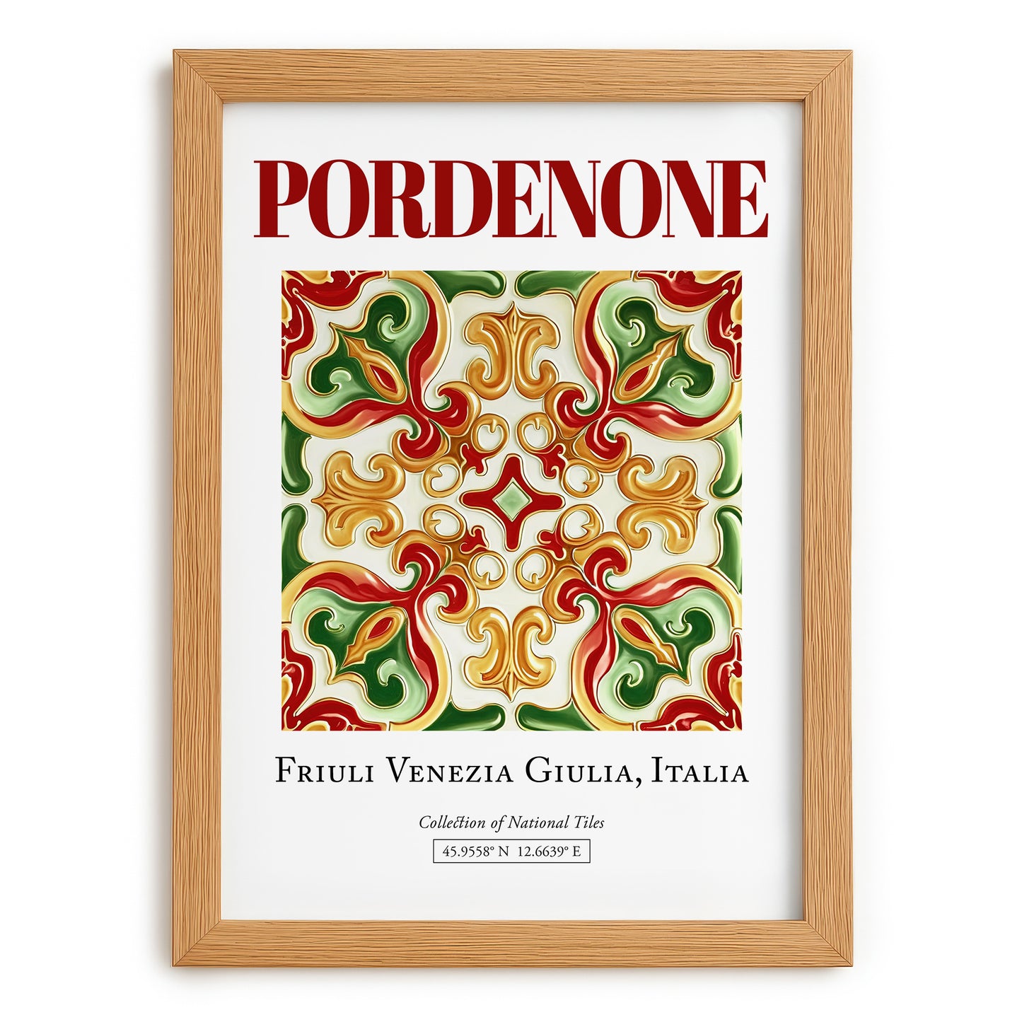 Pordenone, Italy – Historic Cities Art Print, set in oak frame