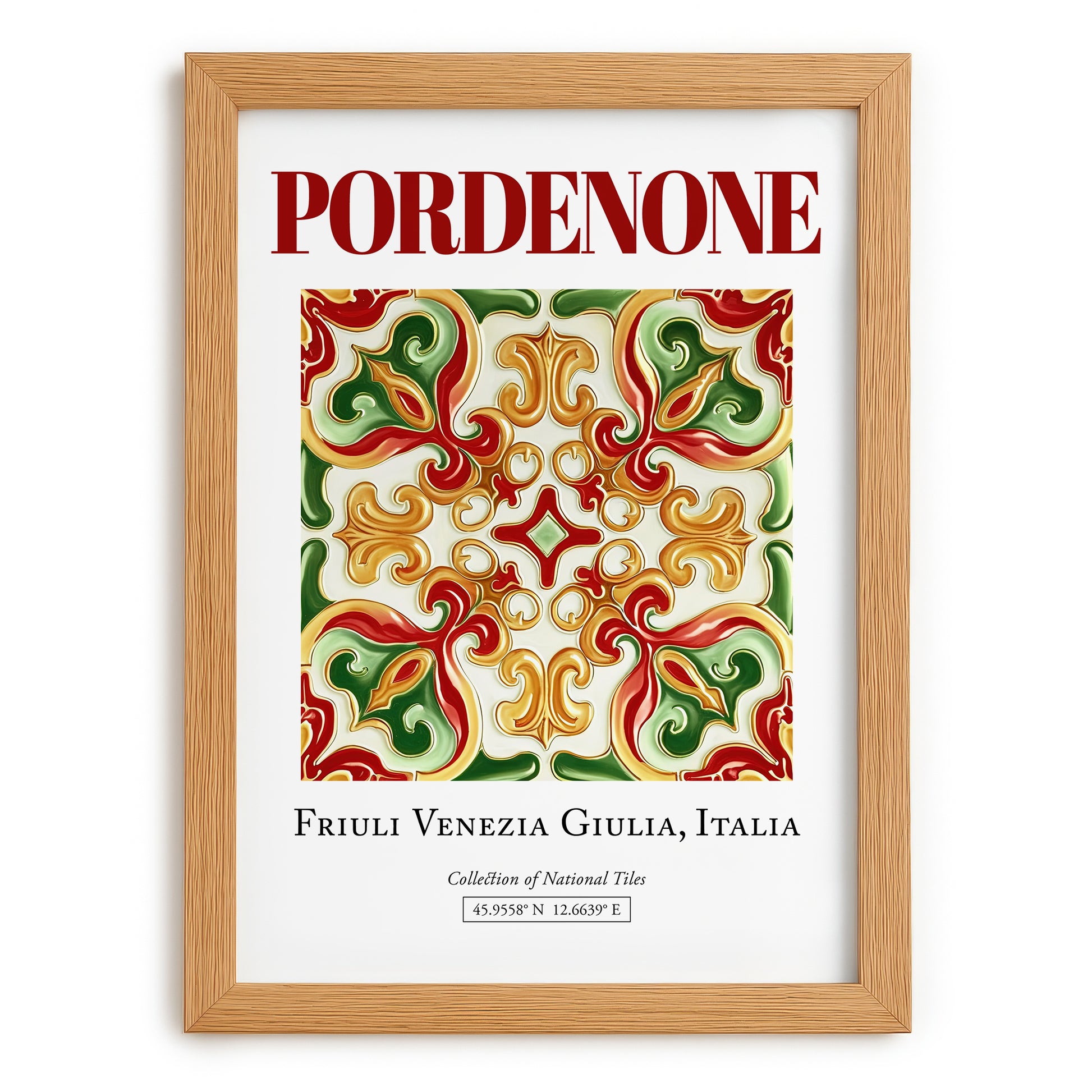 Pordenone, Italy – Historic Cities Art Print, set in oak frame