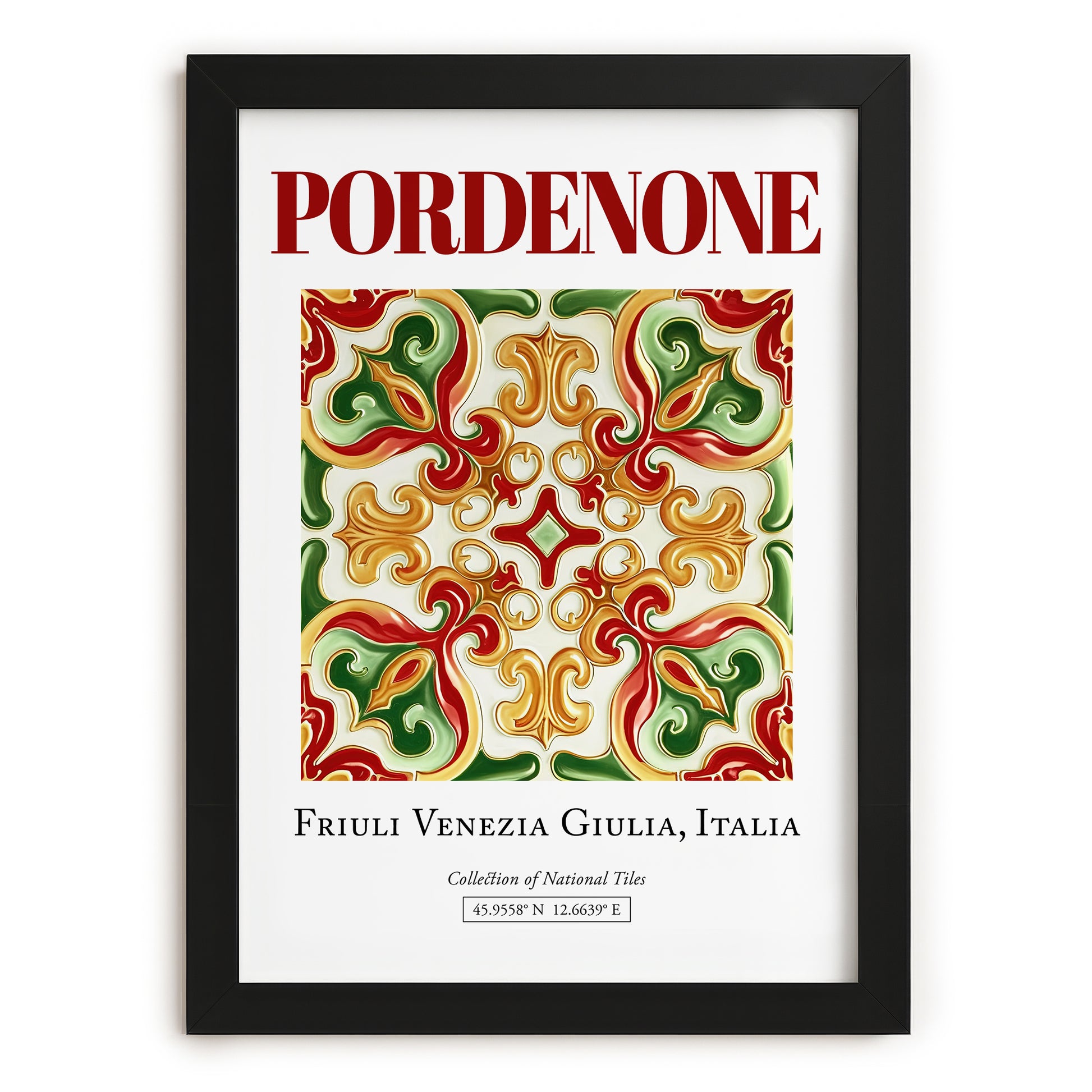 Pordenone, Italy – Historic Cities Art Print, in sleek black frame