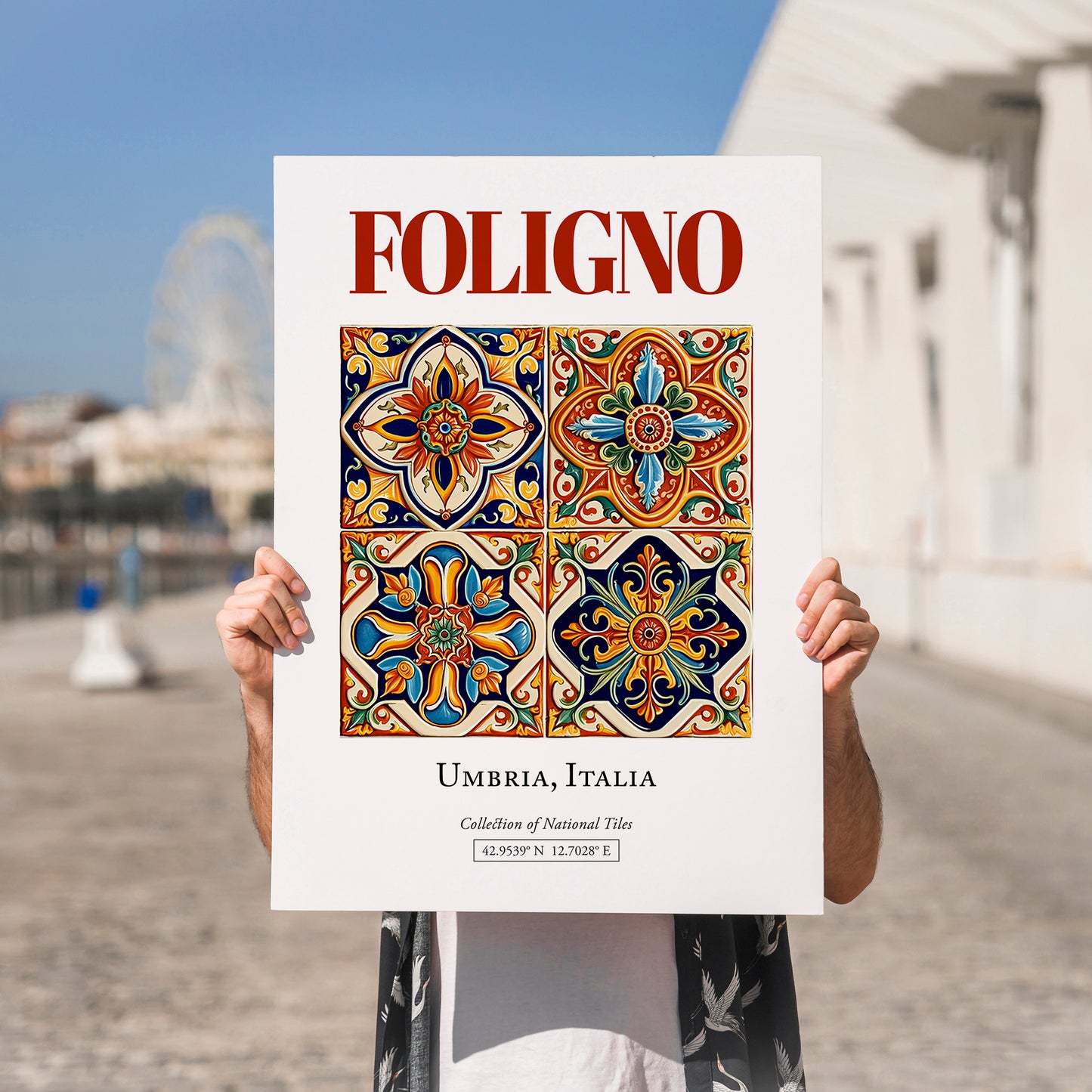 Foligno, Italy – Vintage Travel Poster, no-text version framed in wood