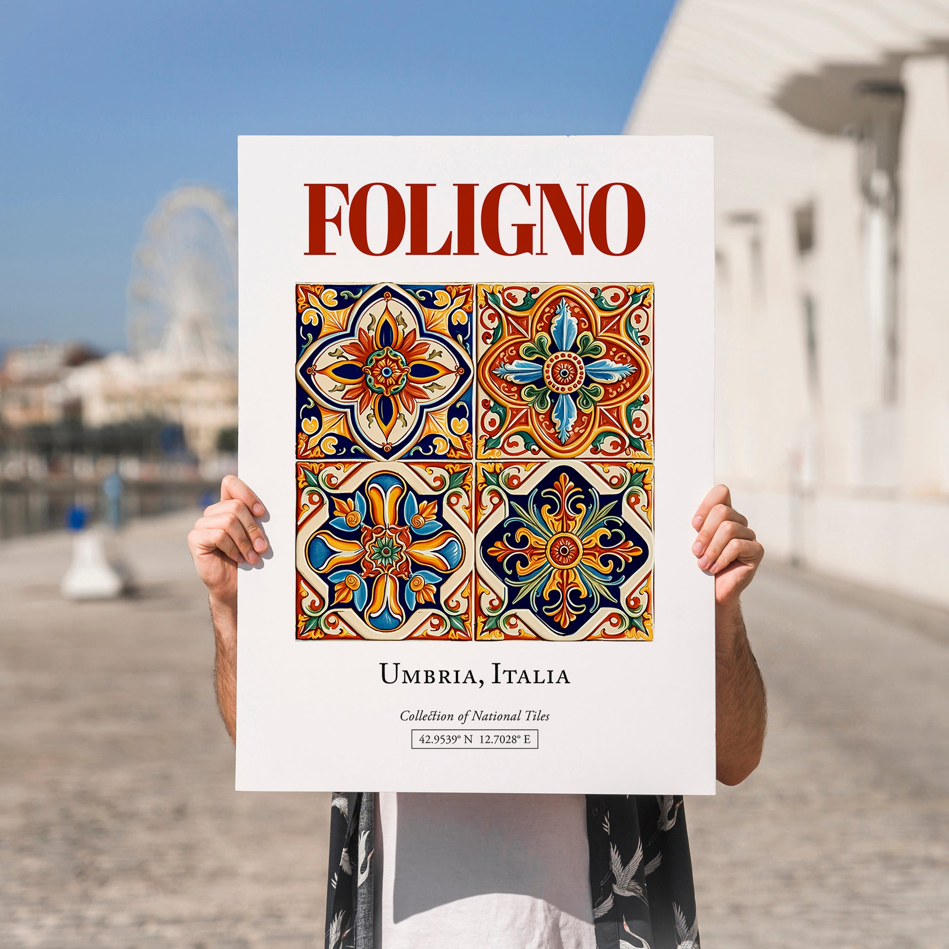 Foligno, Italy – Vintage Travel Poster, no-text version framed in wood