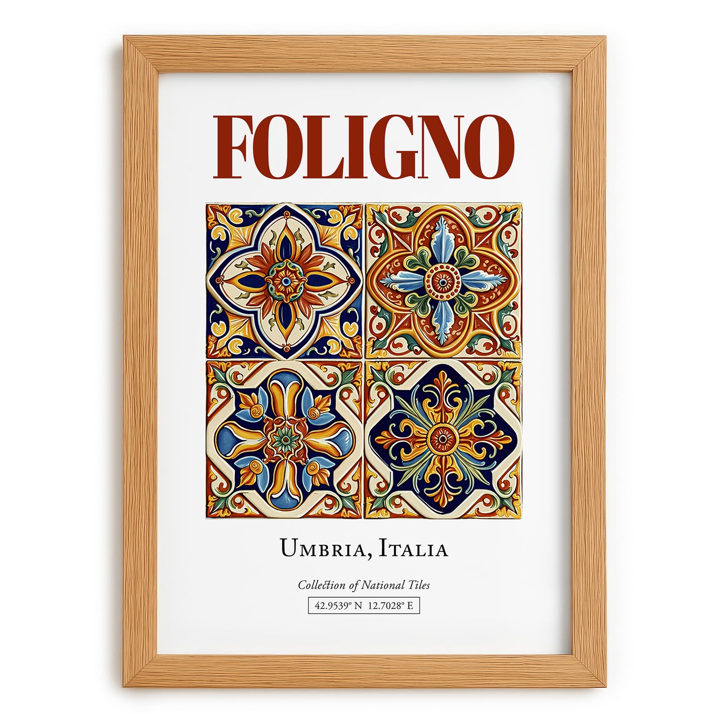 Foligno, Italy – Vintage Travel Poster, set in oak frame
